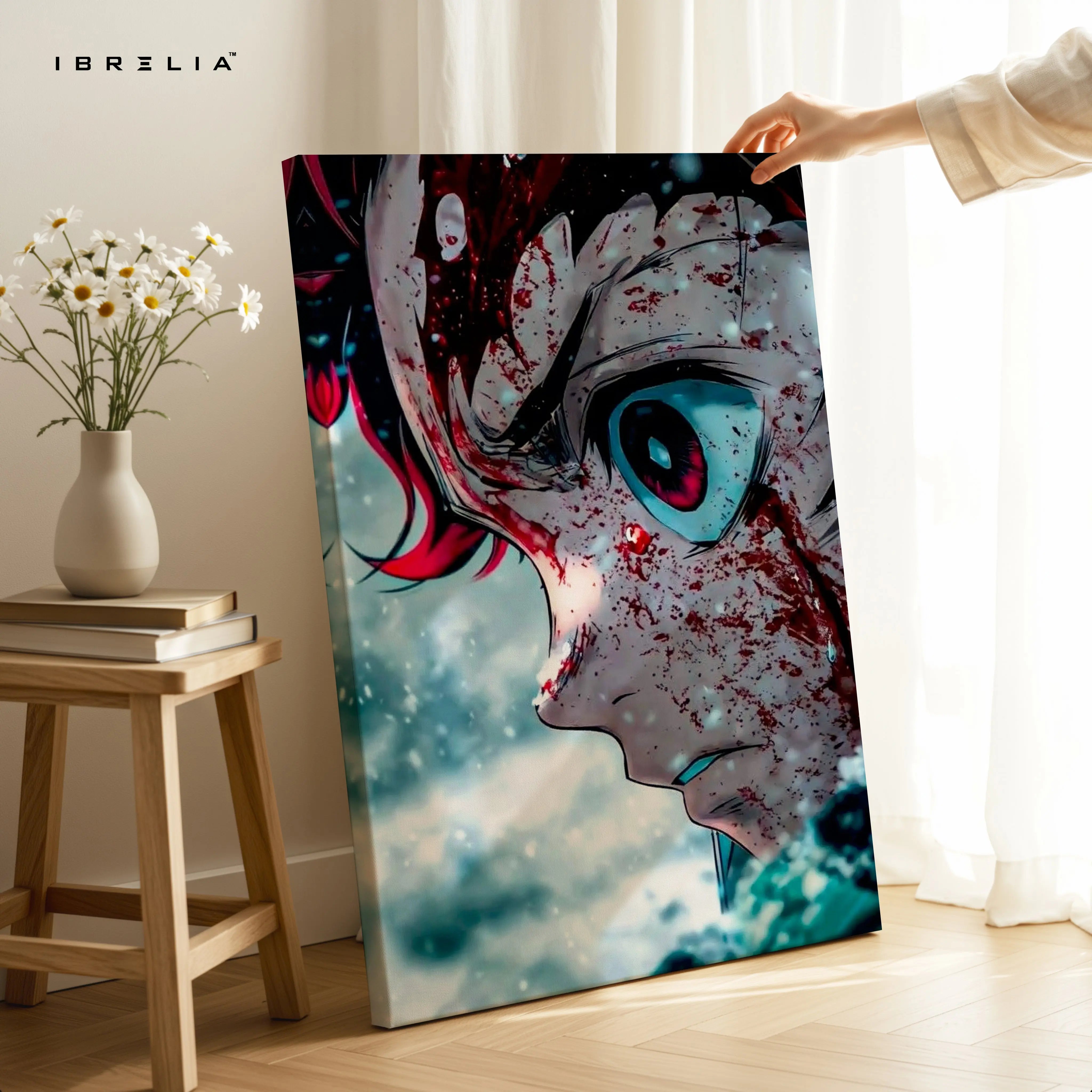 Anime Intense Eye Wall Art – Dark Aesthetic Manga Canvas Frame | Dramatic Character Poster Pakistan | IBRELIA™ IBRELIA