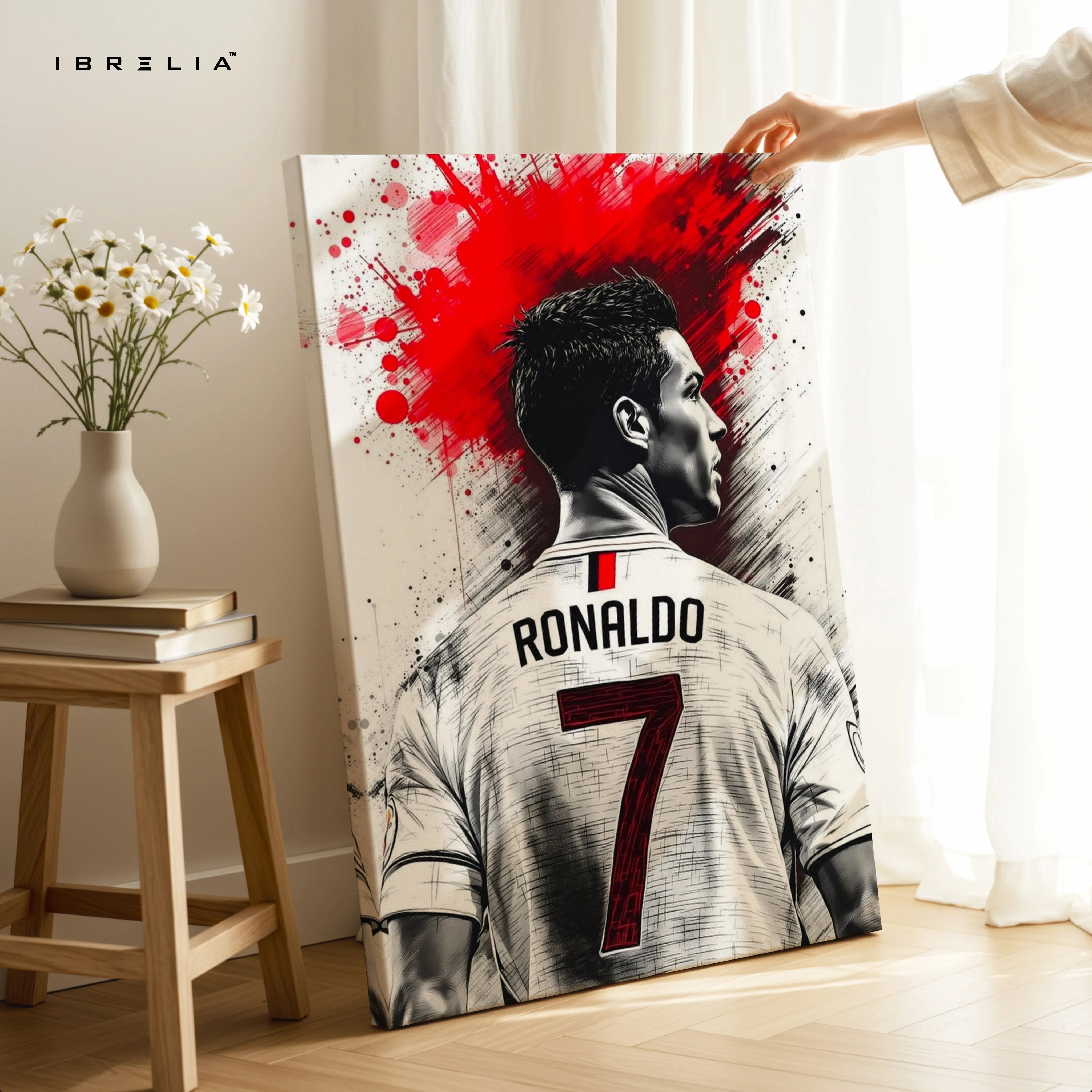 Cristiano Ronaldo No.7 Jersey Wall Art – CR7 Back View Canvas Frame | Ronaldo Football Poster Pakistan | IBRELIA™ IBRELIA