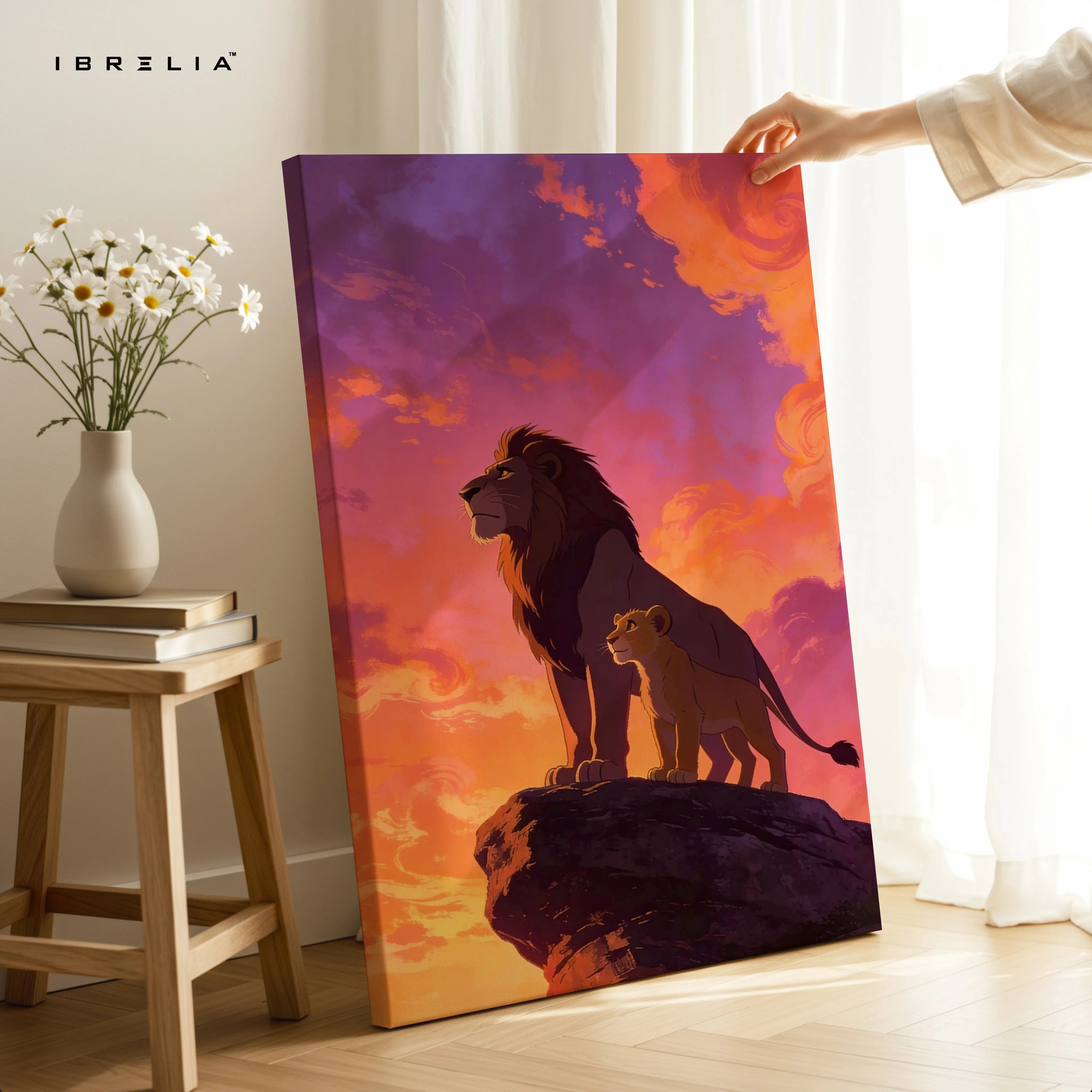 Lion Father & Cub Wall Art – Pride Legacy Canvas Frame | Majestic Animal Scene Decor Pakistan | IBRELIA™ IBRELIA