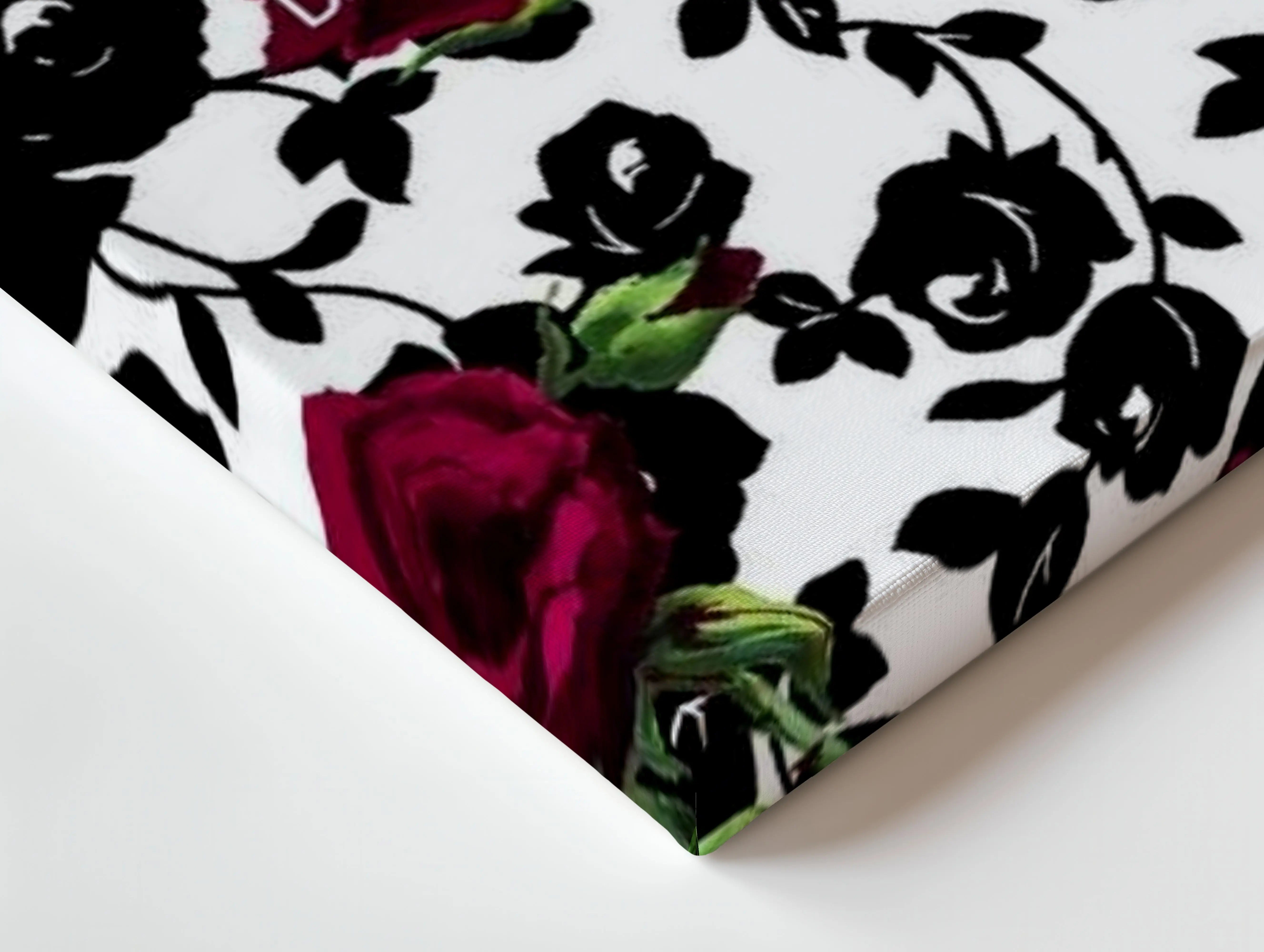 Luxury Rose Noir Pattern Art – Designer-Inspired Floral Wall Art | 4K Ultra Wrap Frame Wall Art in Pakistan | IBRELIA™ IBRELIA