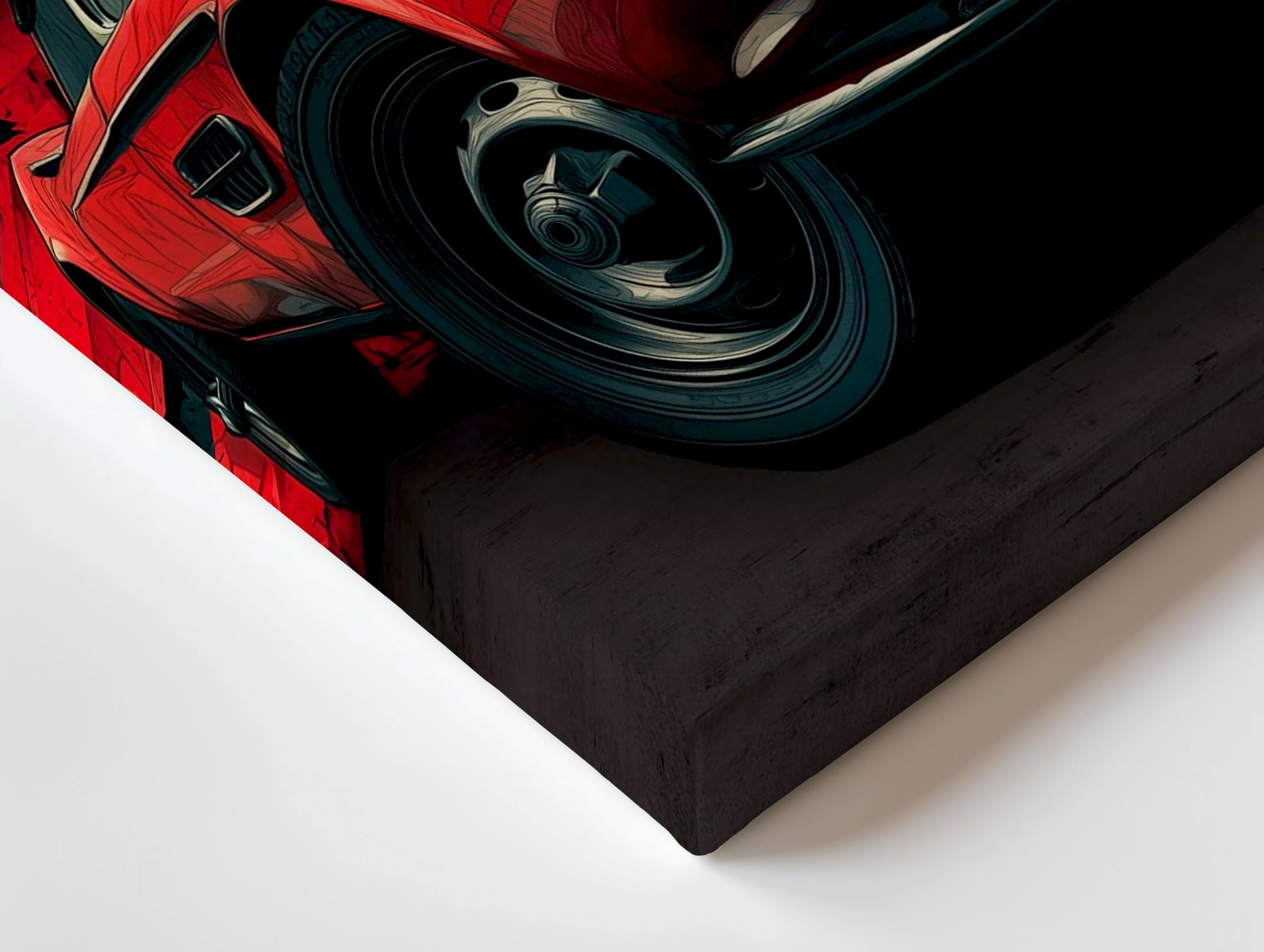 Vintage Red Sports Car Wall Art – Classic Car Canvas Frame Pakistan | Retro Automotive Poster | IBRELIA™ IBRELIA