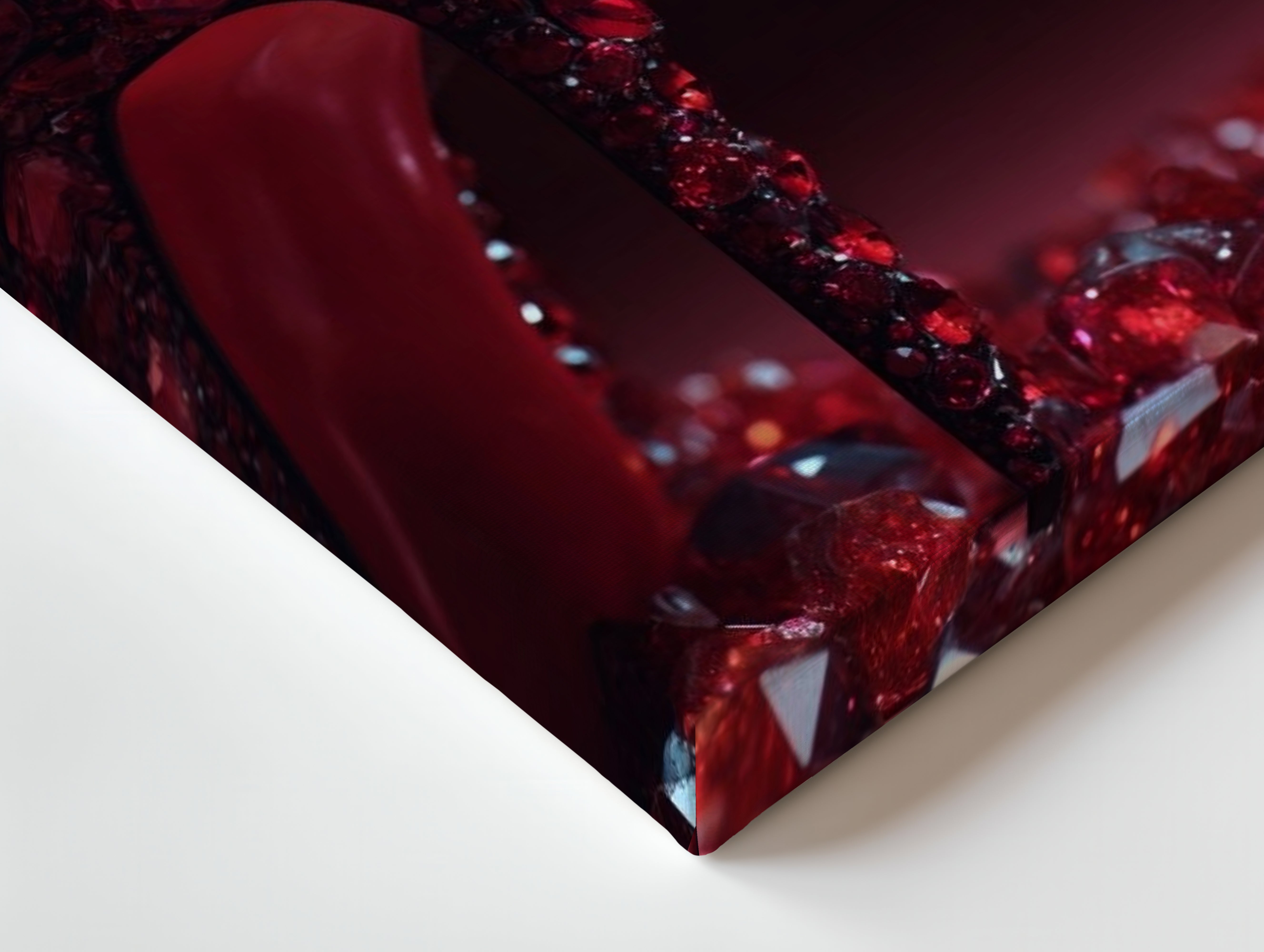 Red Crystal Stiletto Luxury Art – 4K Ultra Wrap Frame Wall Art in Pakistan | IBRELIA™