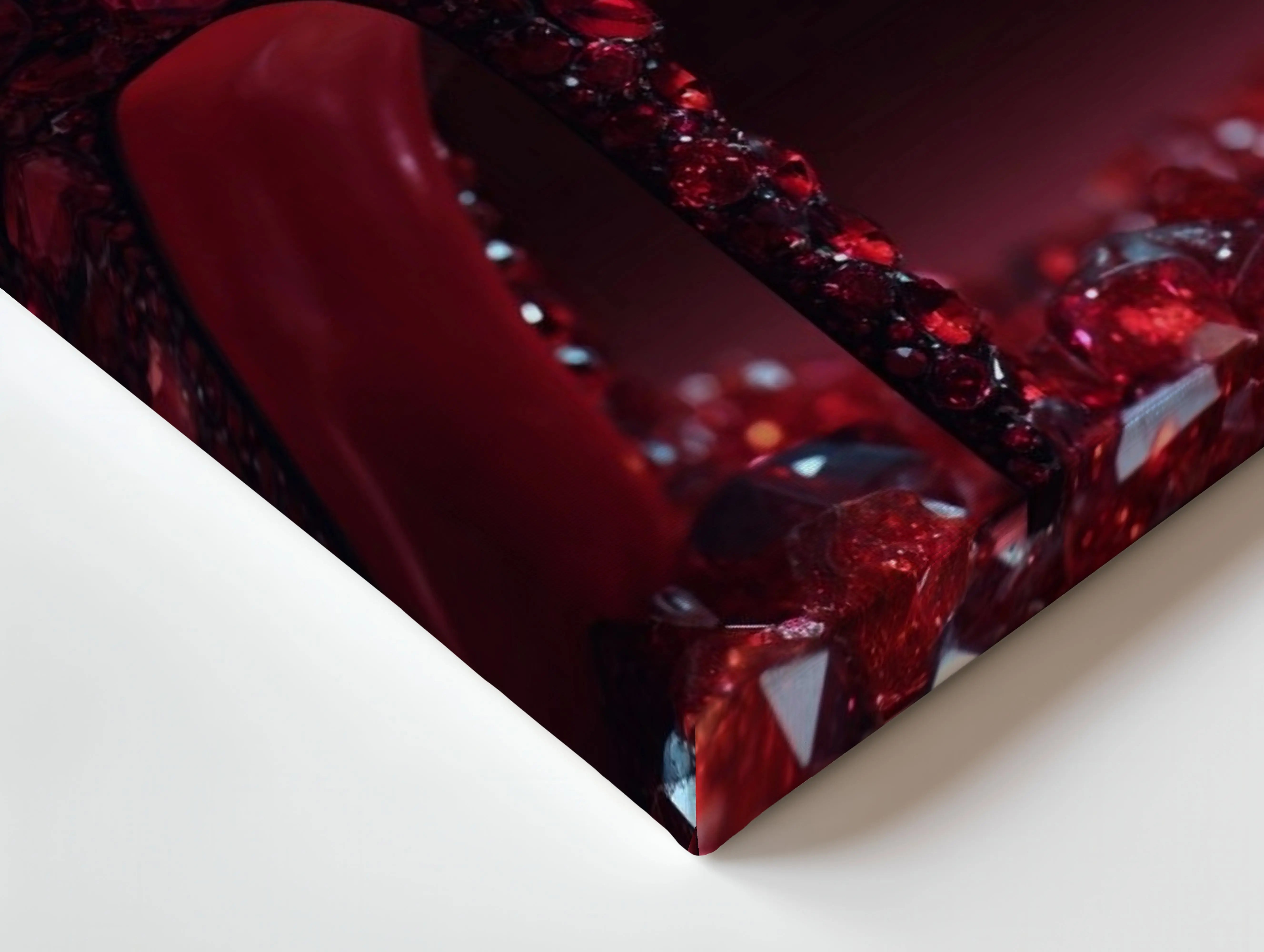 Red Crystal Stiletto Luxury Art – 4K Ultra Wrap Frame Wall Art in Pakistan | IBRELIA™ IBRELIA