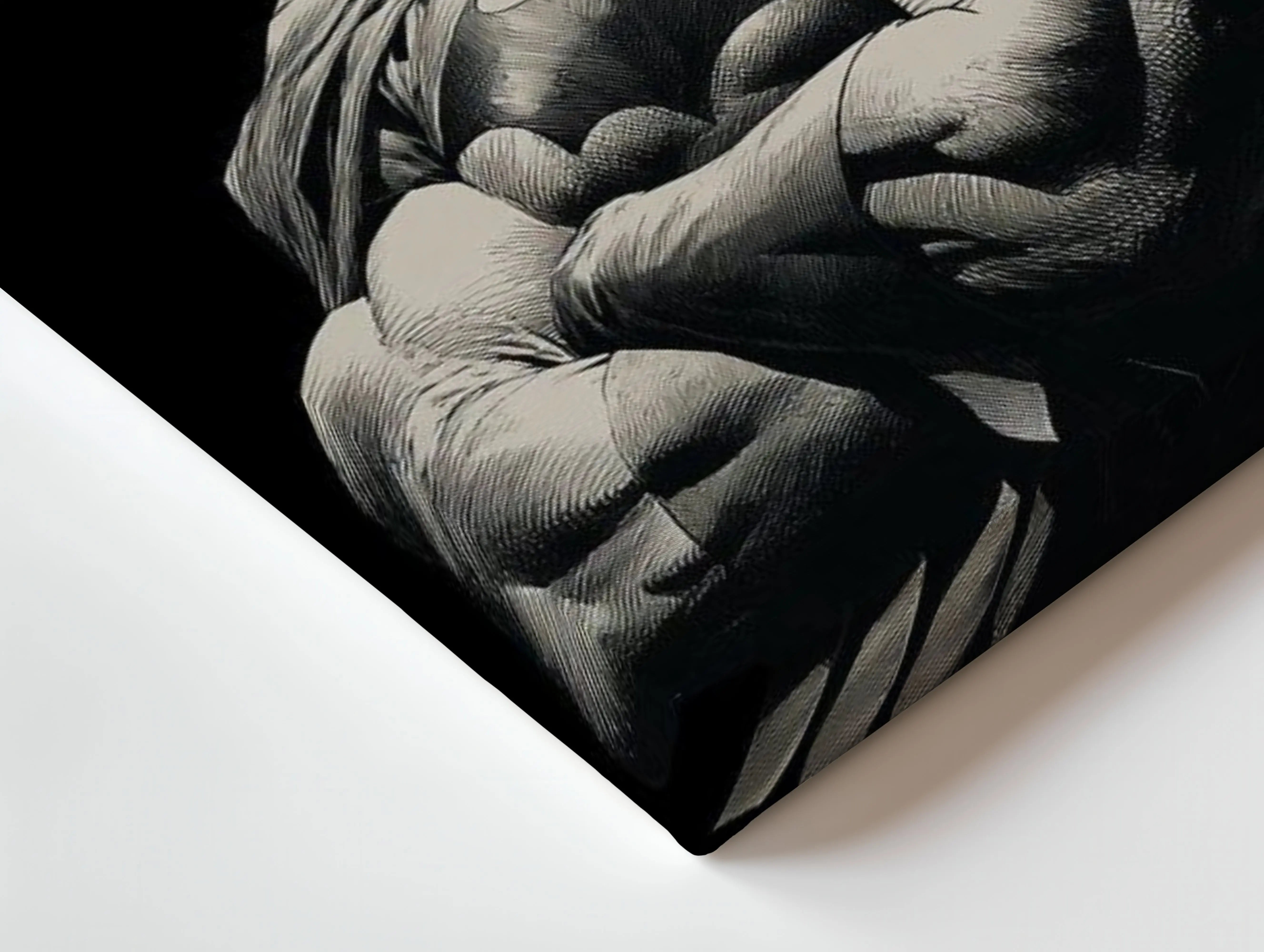 Monochrome Dark Knight – Sculpted Vigilante Noir Art | 4K Ultra Wrap Frame Wall Art in Pakistan | IBRELIA™ IBRELIA