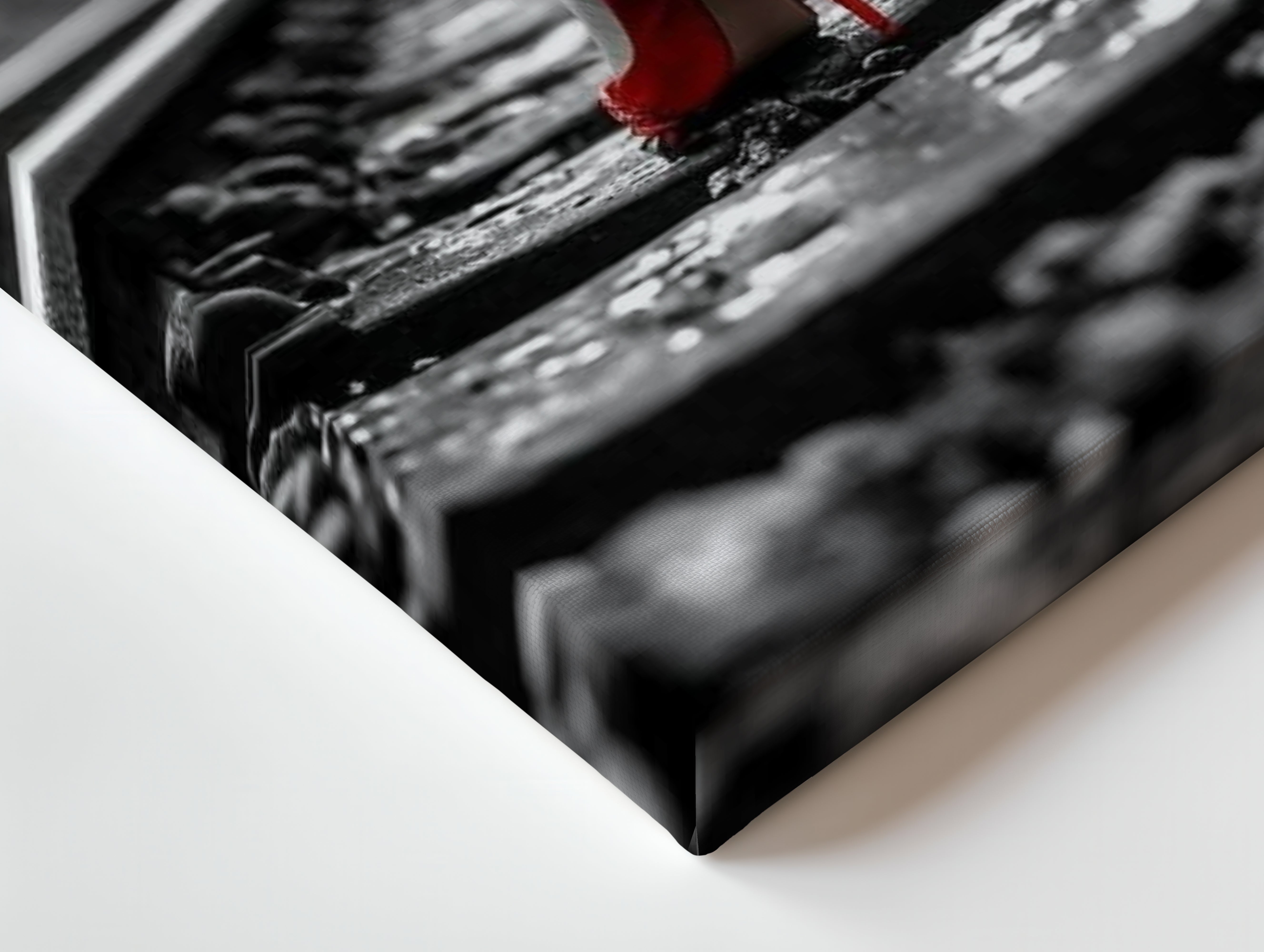 Red Heels on Railway Noir Art – 4K Ultra Wrap Frame Wall Art in Pakistan | IBRELIA™