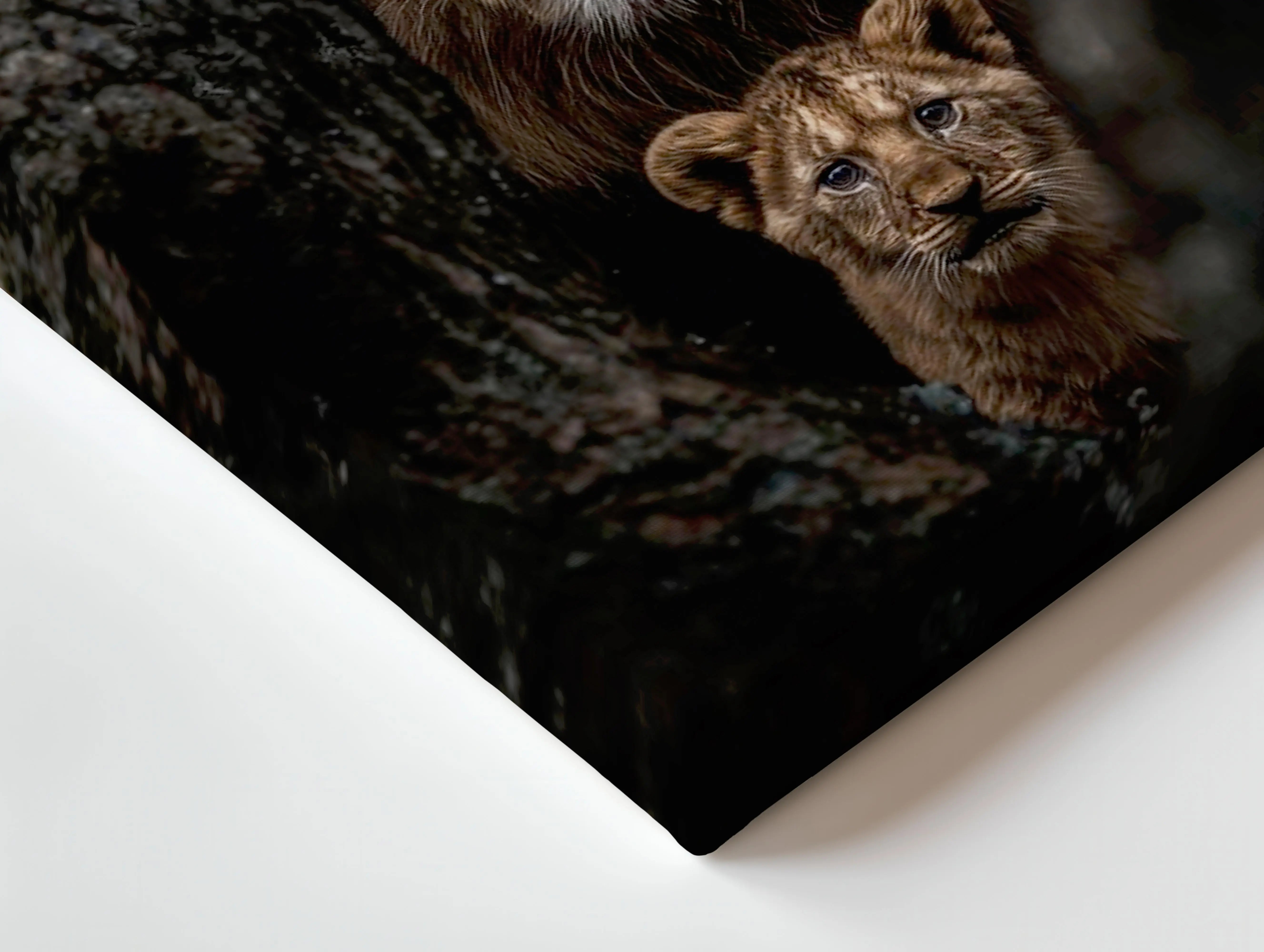 Lion & Cub Wall Art – Father and Son Wildlife Canvas Frame | Powerful Animal Poster Pakistan | IBRELIA™ IBRELIA