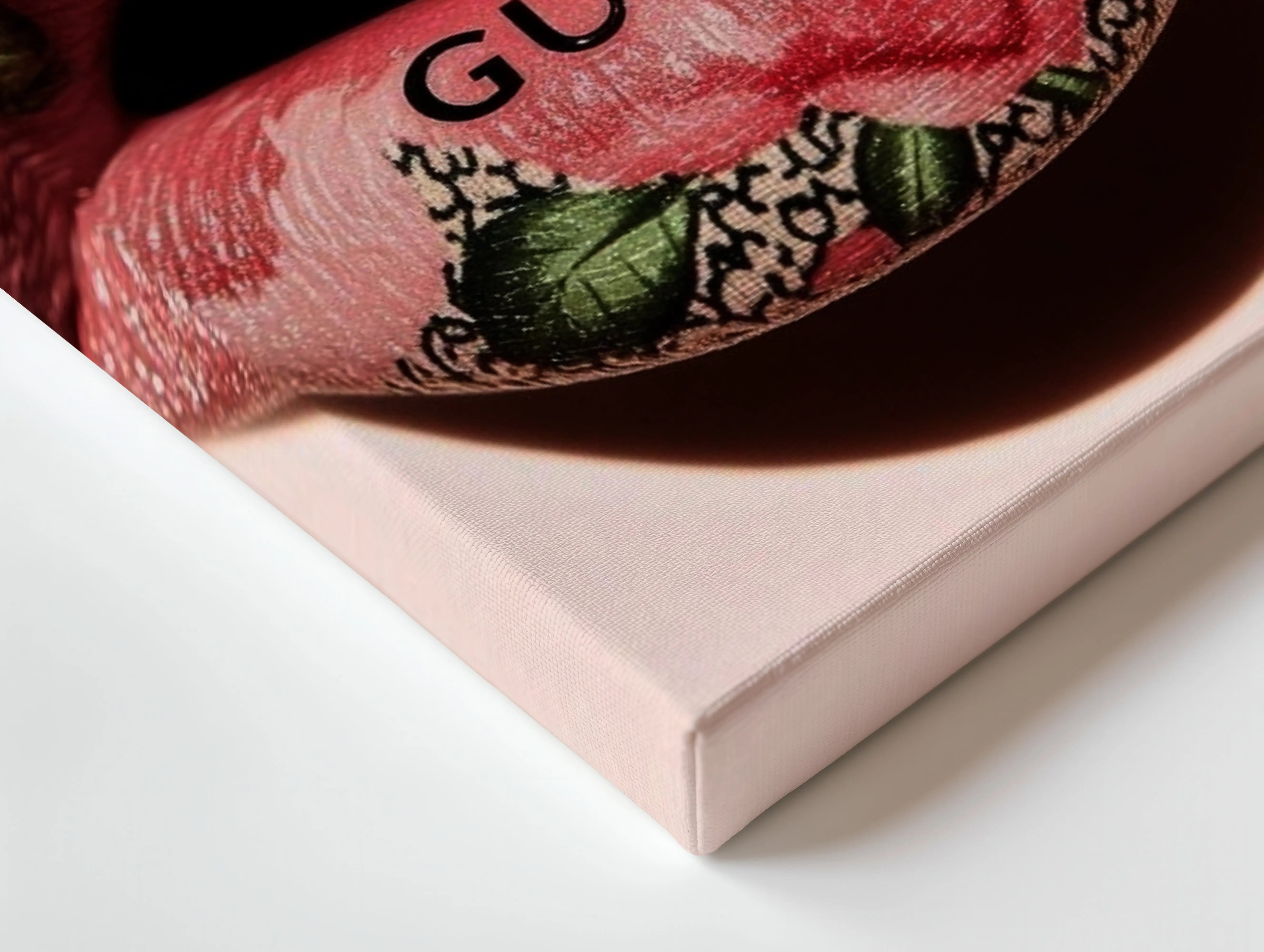 Gucci Floral Lips Glam Art – 4K Ultra Wrap Frame Wall Art in Pakistan | IBRELIA™ IBRELIA