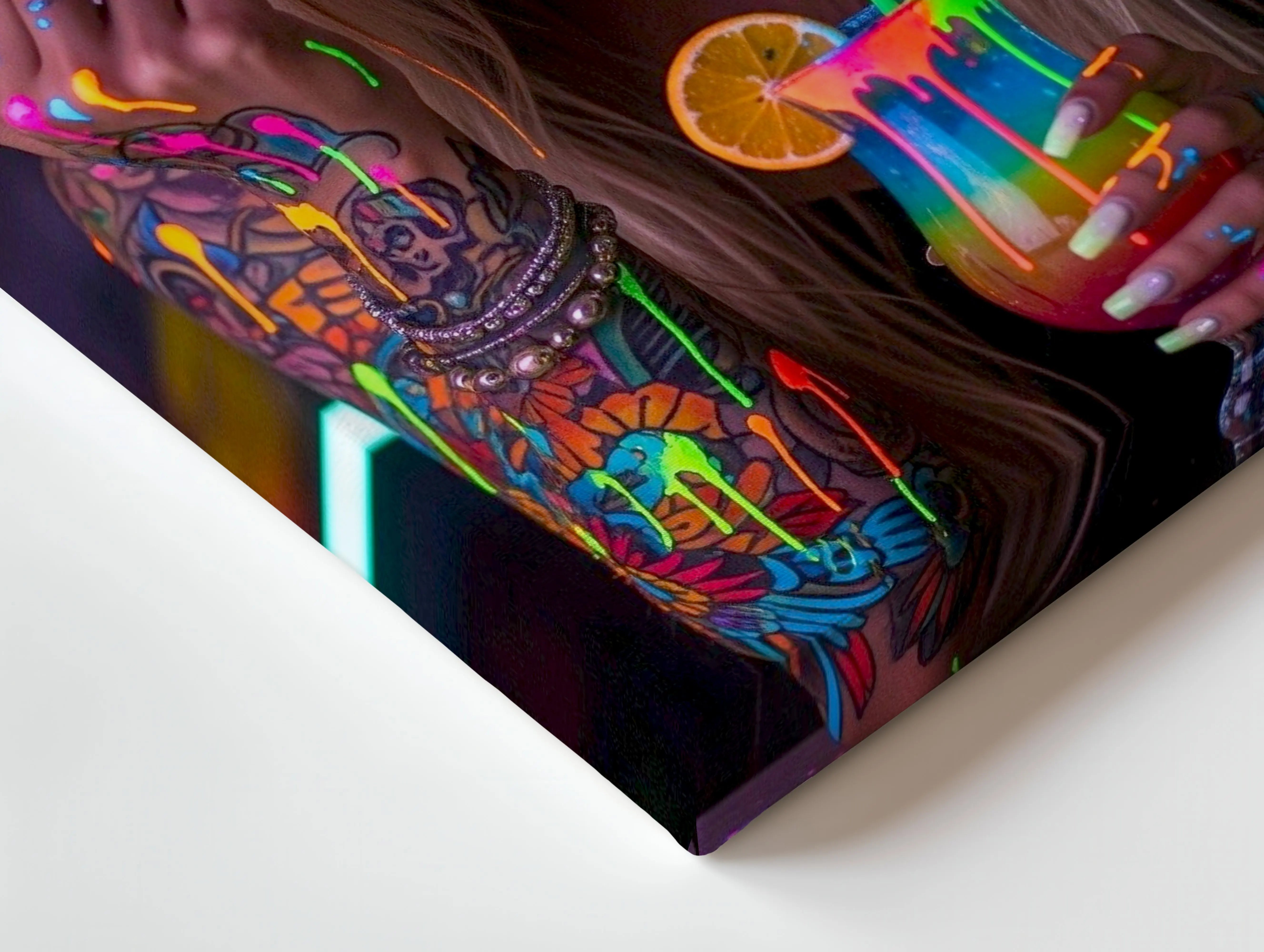 Neon Rebel Street Girl Art – 4K Ultra Wrap Frame Wall Art in Pakistan | IBRELIA™ IBRELIA