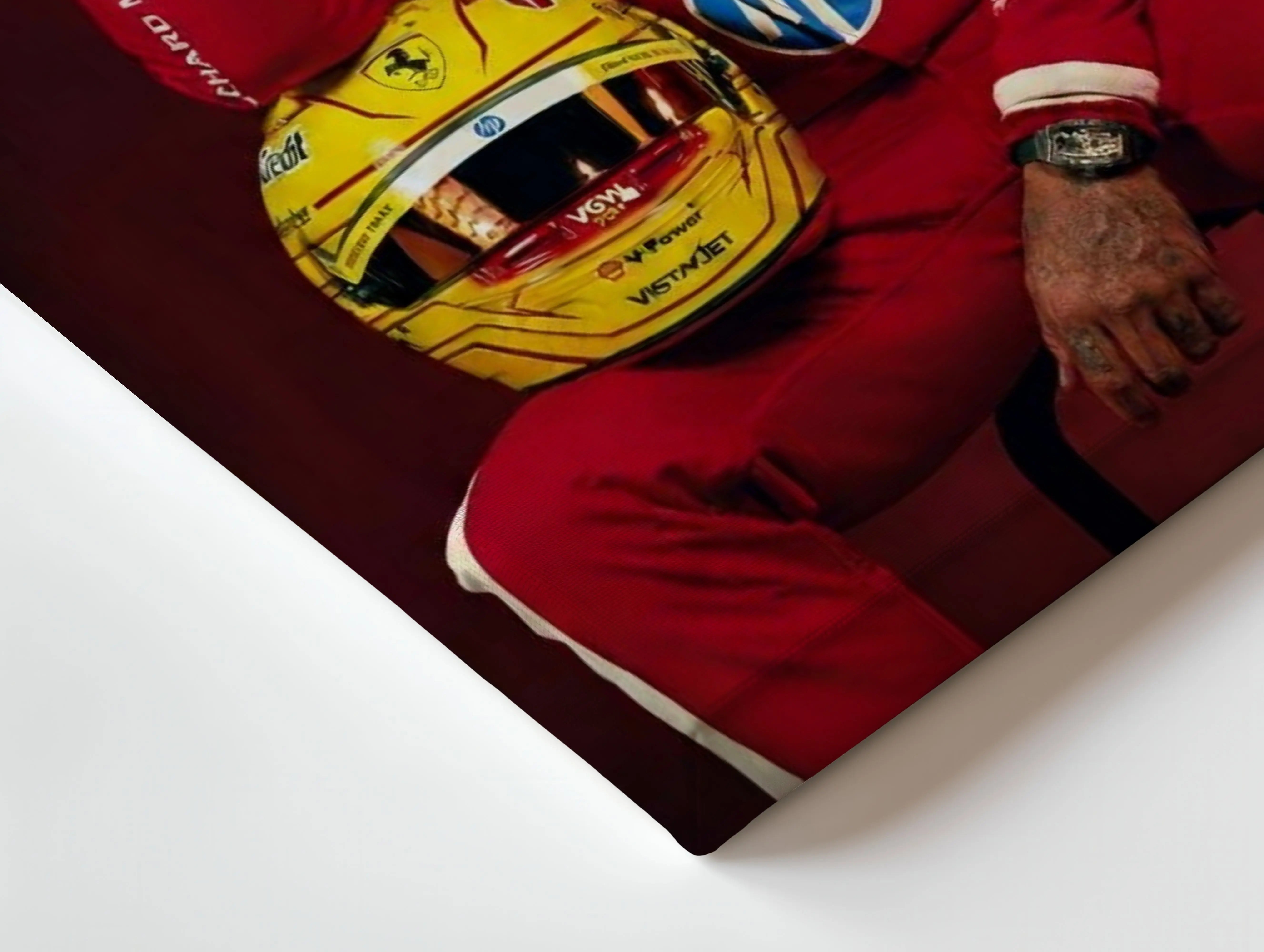 Lewis Hamilton “GOAT” Ferrari Portrait Art – 4K Ultra Wrap Frame Wall Art in Pakistan | IBRELIA™ IBRELIA