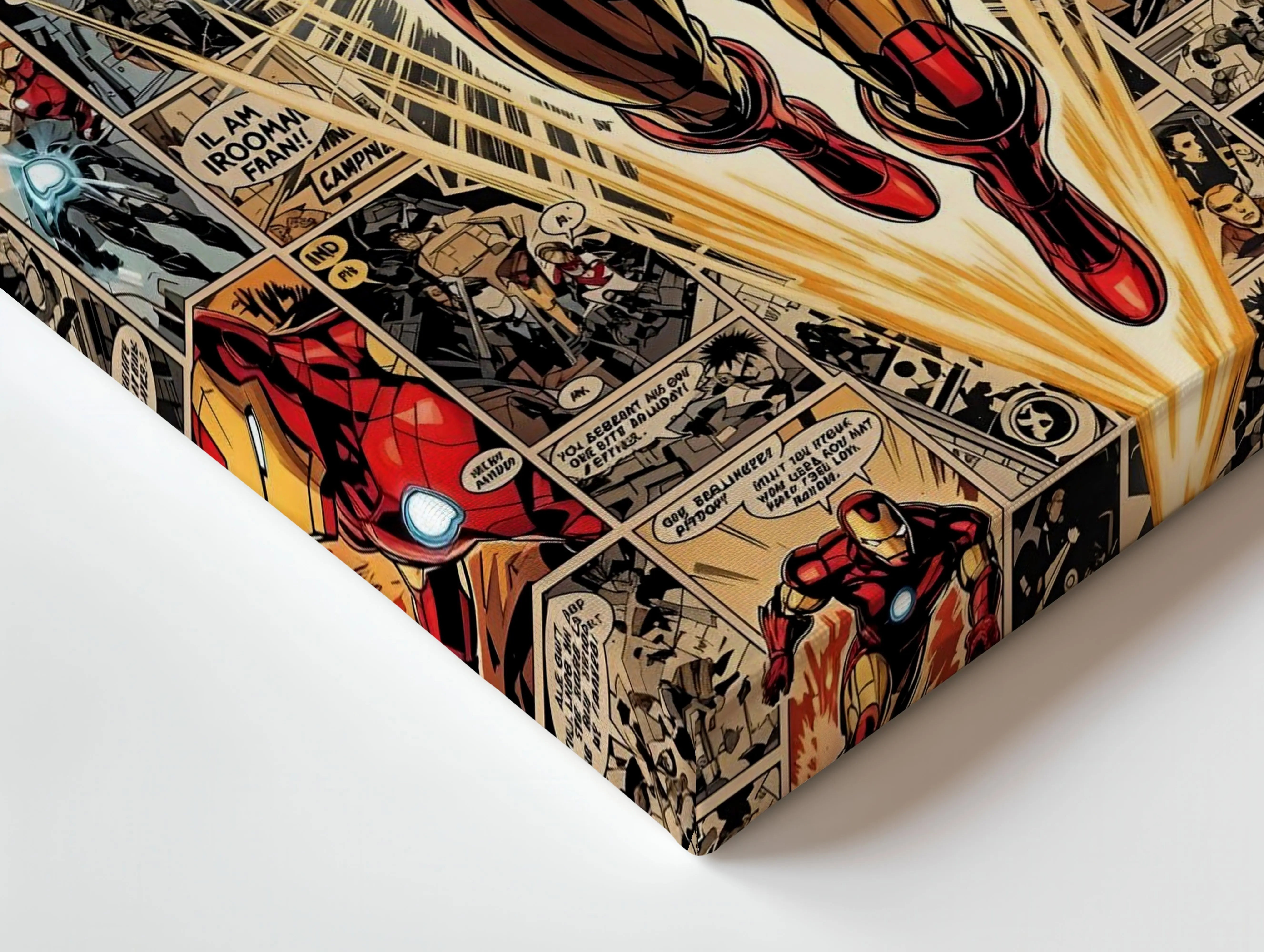 Iron Man Comic Collage Art – 4K Ultra Wrap Frame Wall Art in Pakistan | IBRELIA™ IBRELIA