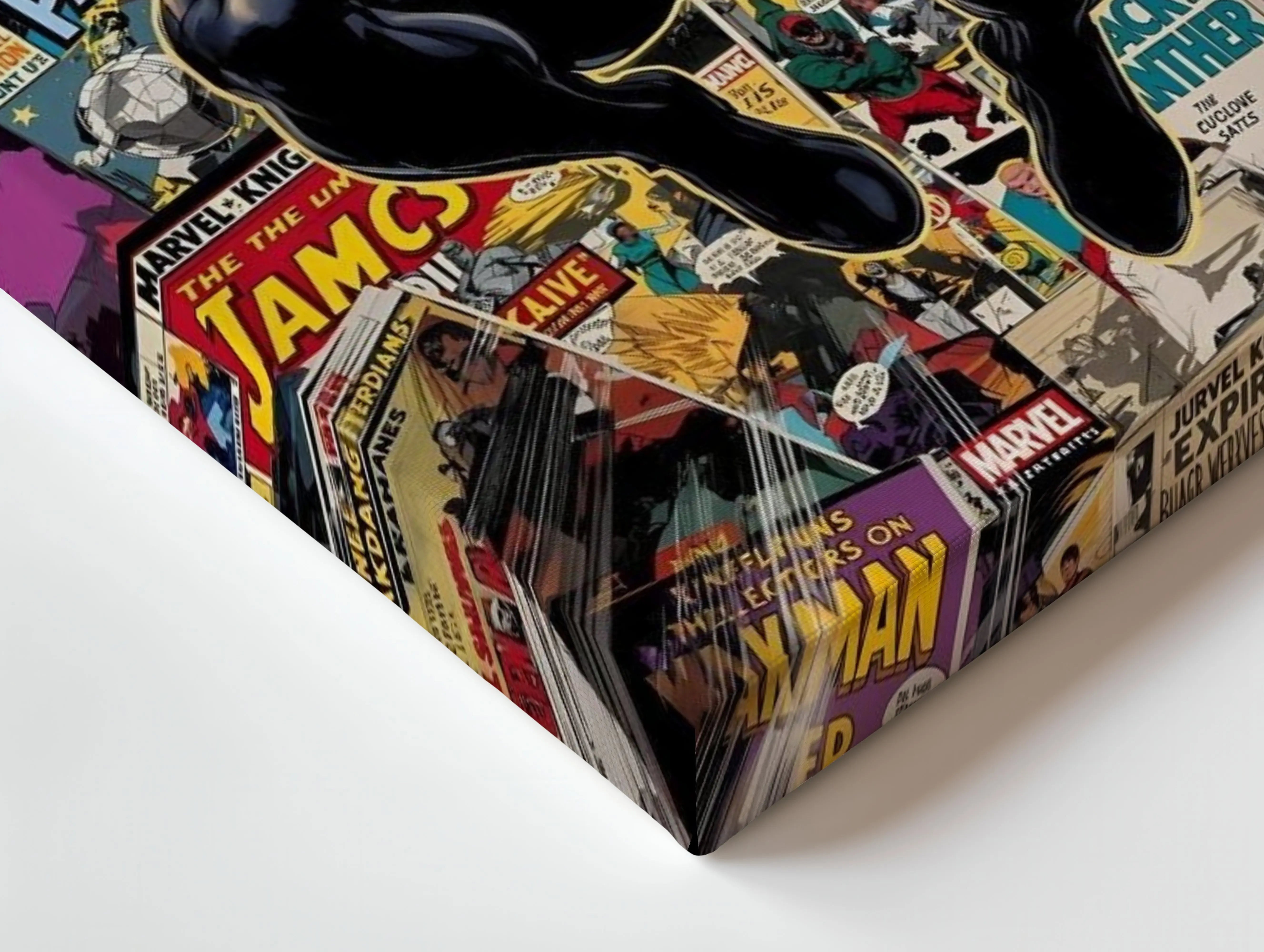 Black Panther Comic Collage Art – 4K Ultra Wrap Frame Wall Art in Pakistan | IBRELIA™ IBRELIA