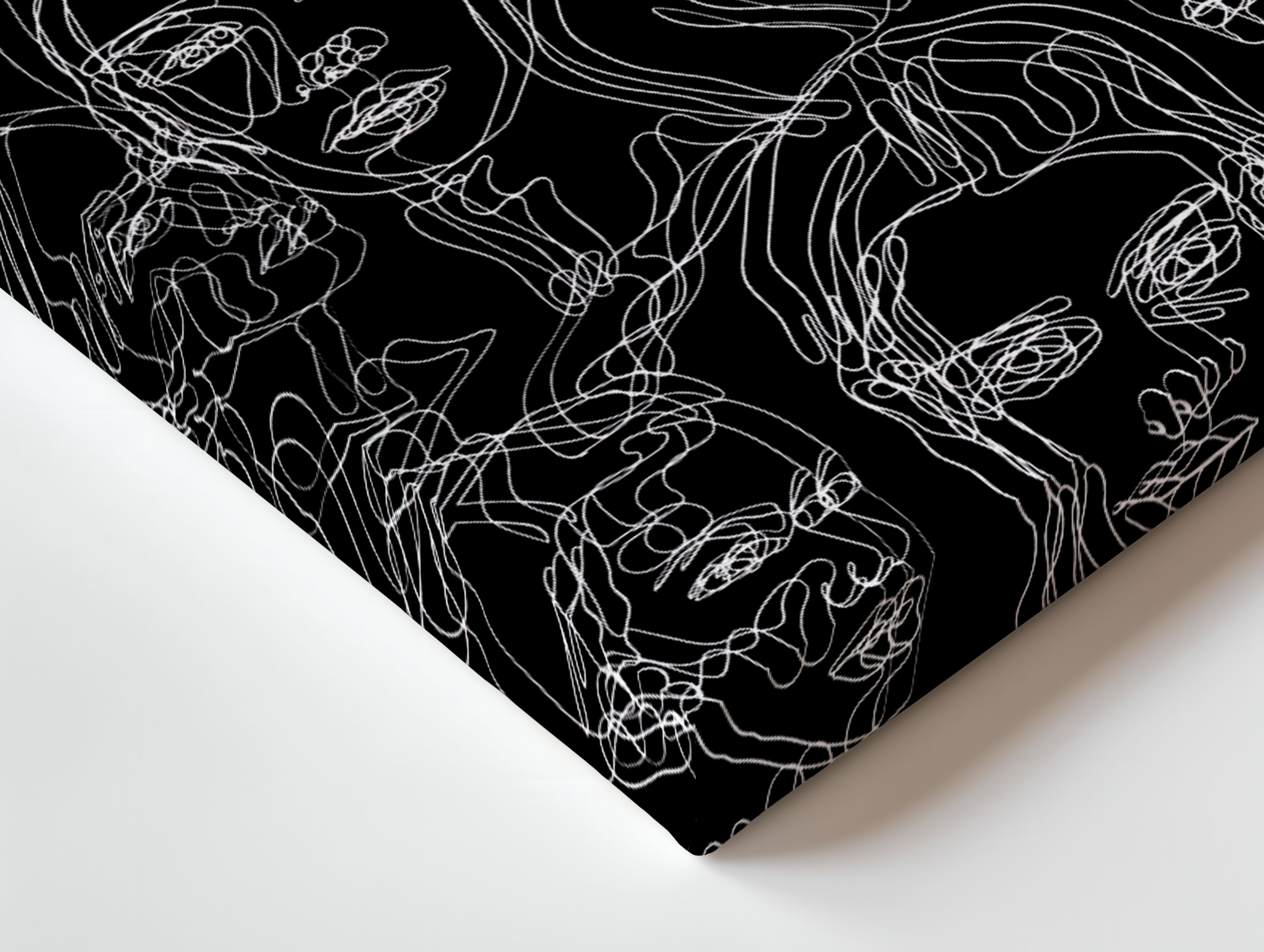 Echoes of Identity – Abstract Line Faces Noir Art | 4K Ultra Wrap Frame Wall Art in Pakistan | IBRELIA™ IBRELIA