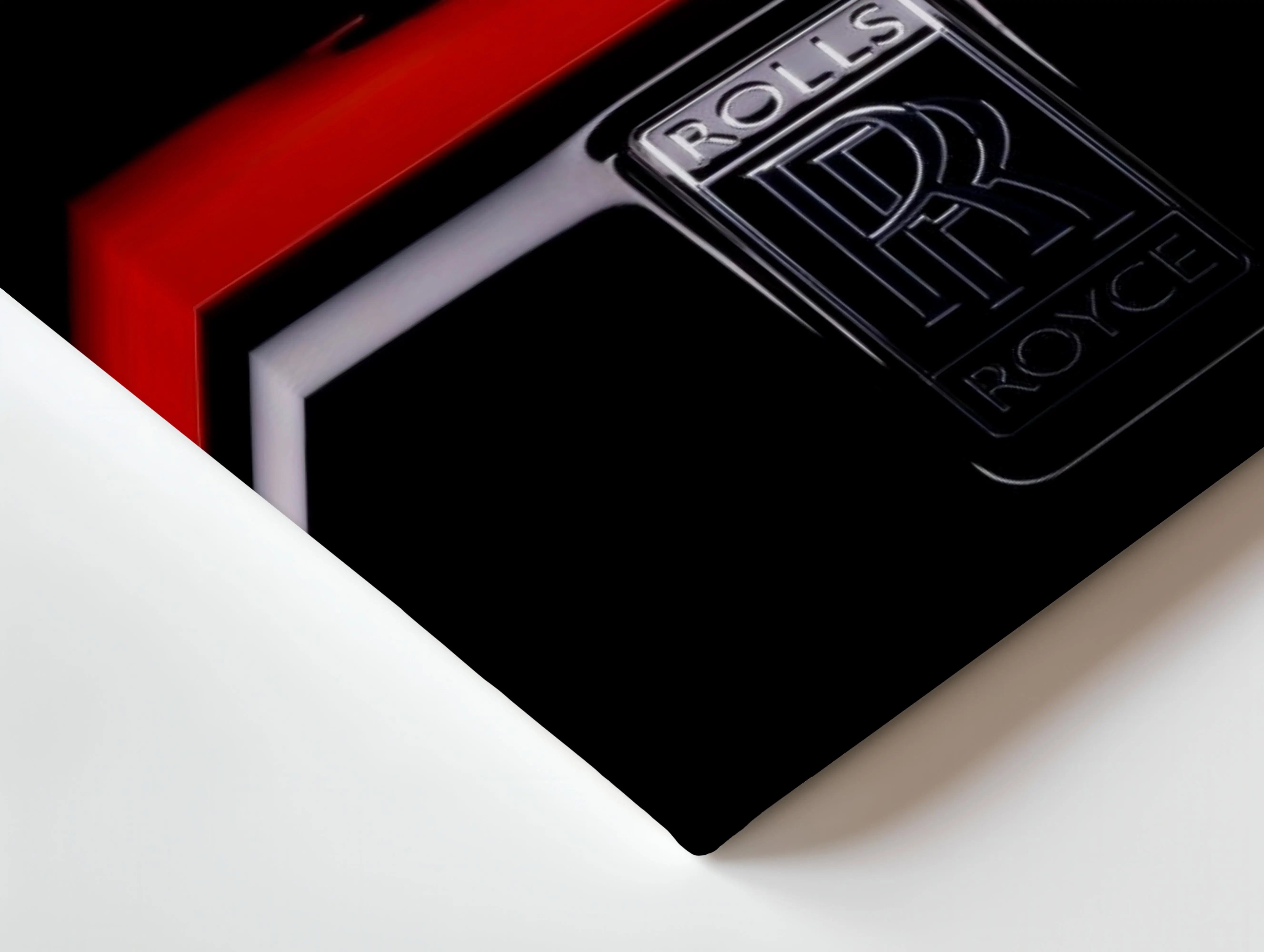 Spirit of Luxury – Rolls-Royce Noir Emblem Art | 4K Ultra Wrap Frame Wall Art in Pakistan | IBRELIA™ IBRELIA