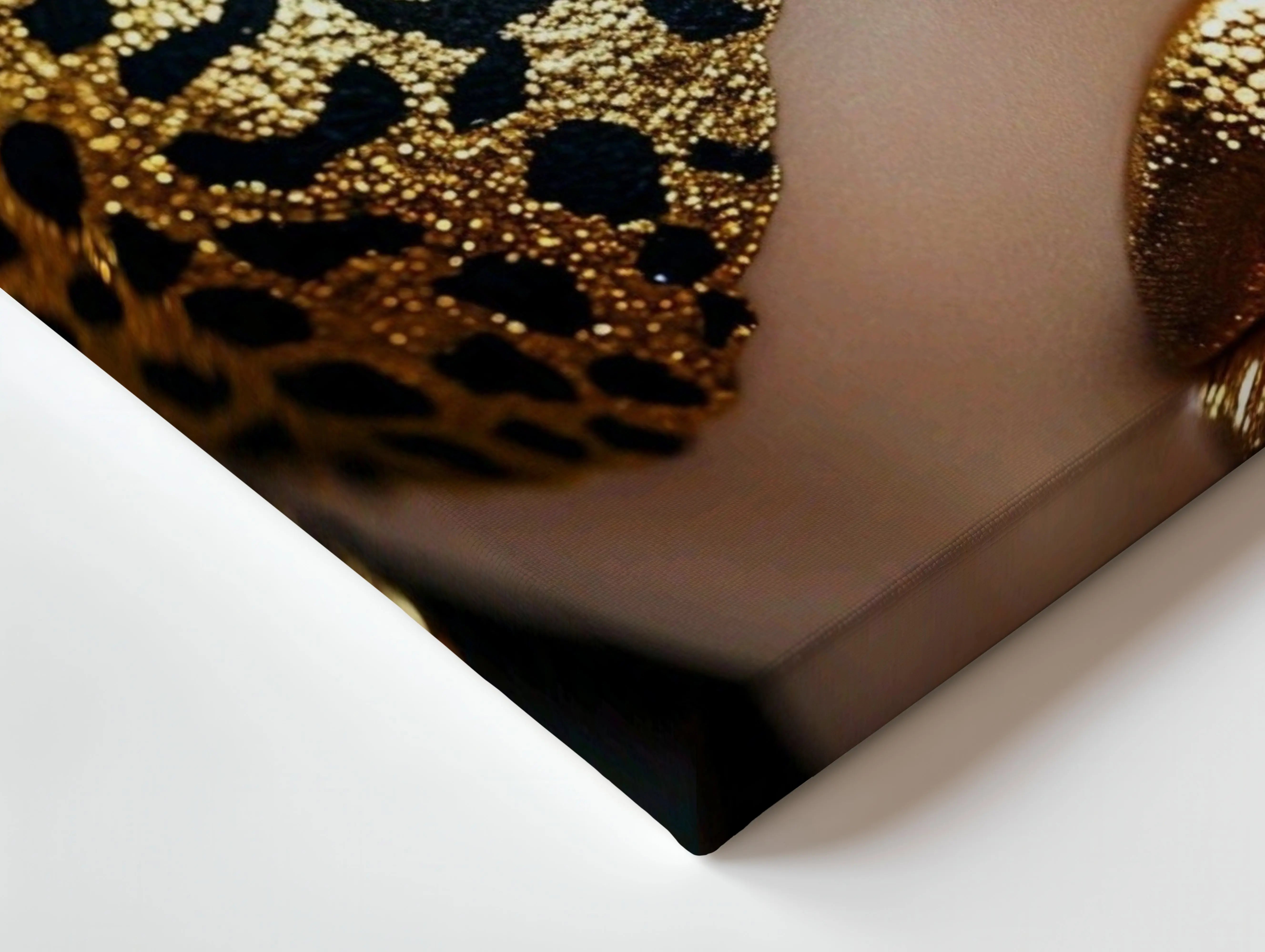 Golden Leopard Mask Beauty Art – 4K Ultra Wrap Frame Wall Art in Pakistan | IBRELIA™ IBRELIA