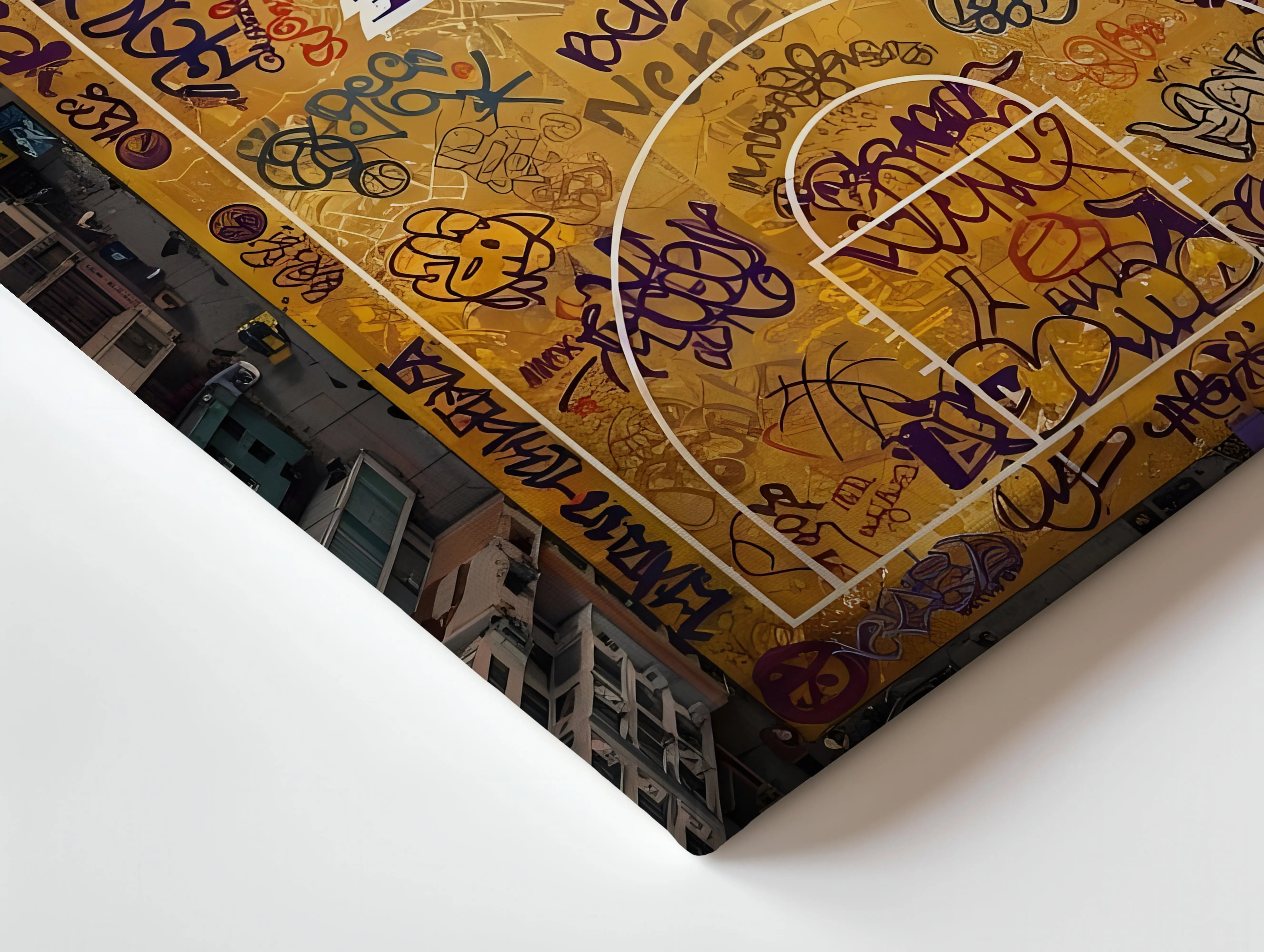 Los Angeles Lakers Graffiti Court Art – 4K Ultra Wrap Frame Wall Art in Pakistan | IBRELIA™ IBRELIA