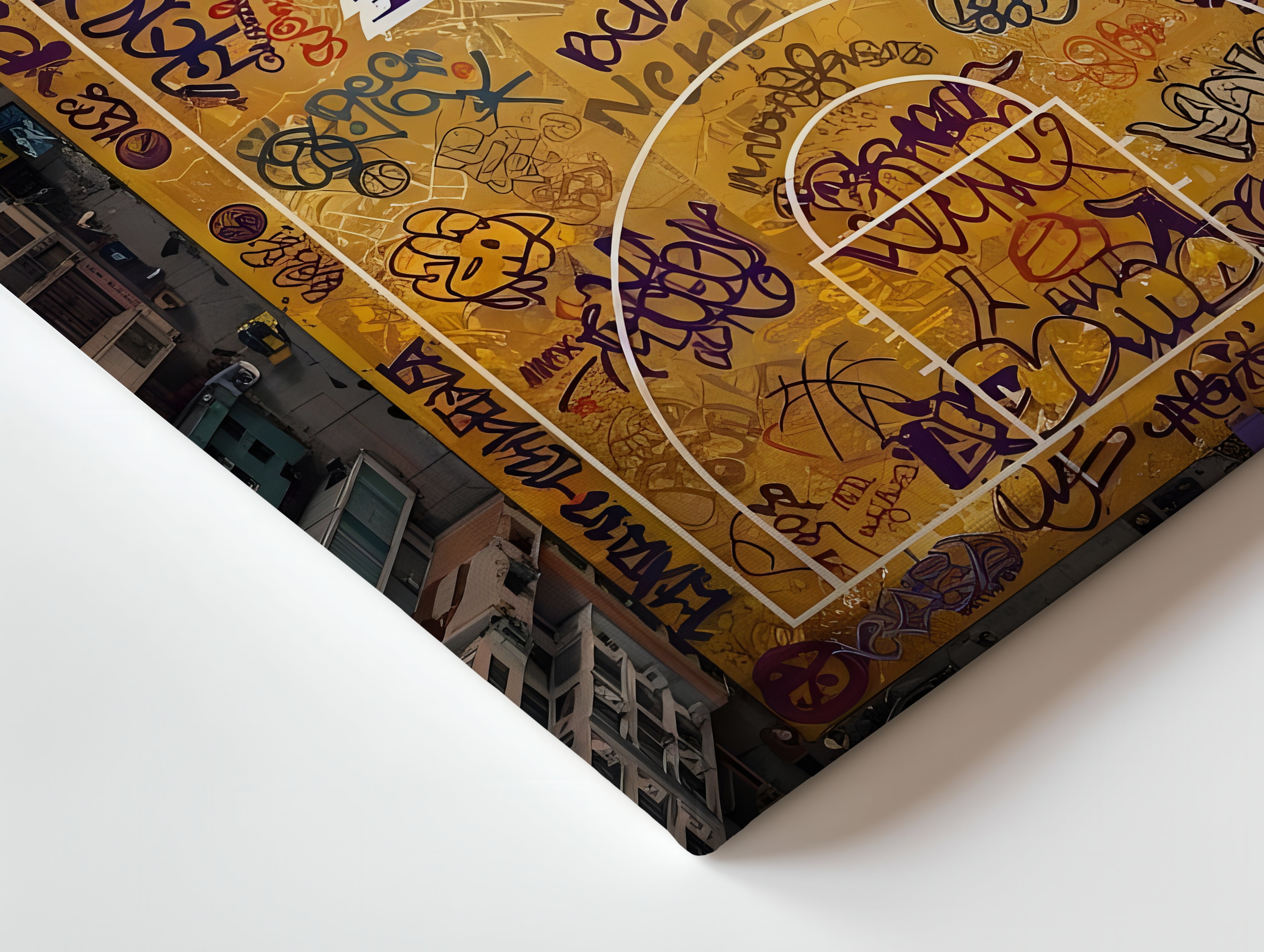 Los Angeles Lakers Graffiti Court Art – 4K Ultra Wrap Frame Wall Art in Pakistan | IBRELIA™