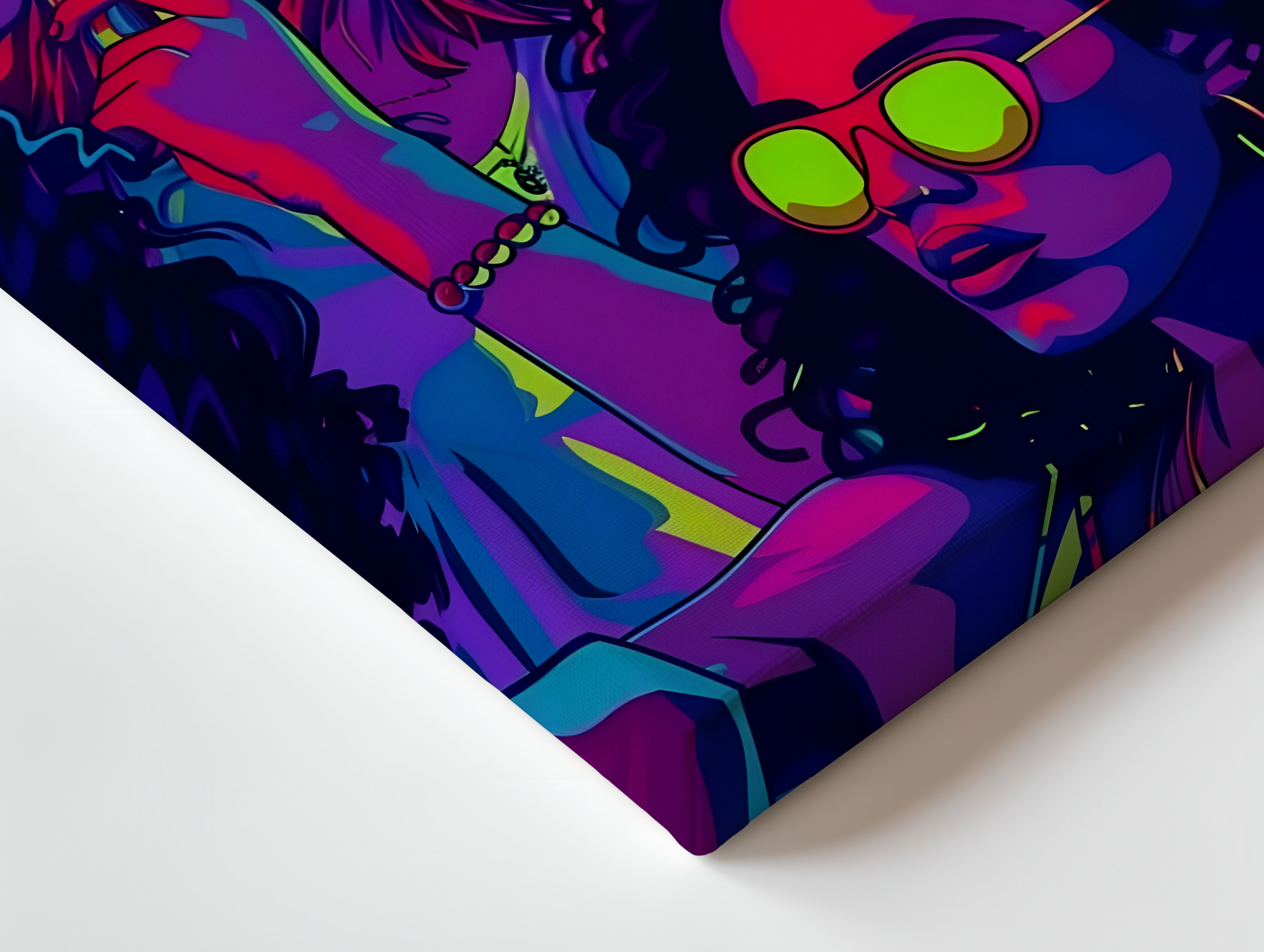 Neon Reverie Collective – Pop Art Nightlife Women Illustration | 4K Ultra Wrap Frame Wall Art in Pakistan | IBRELIA™