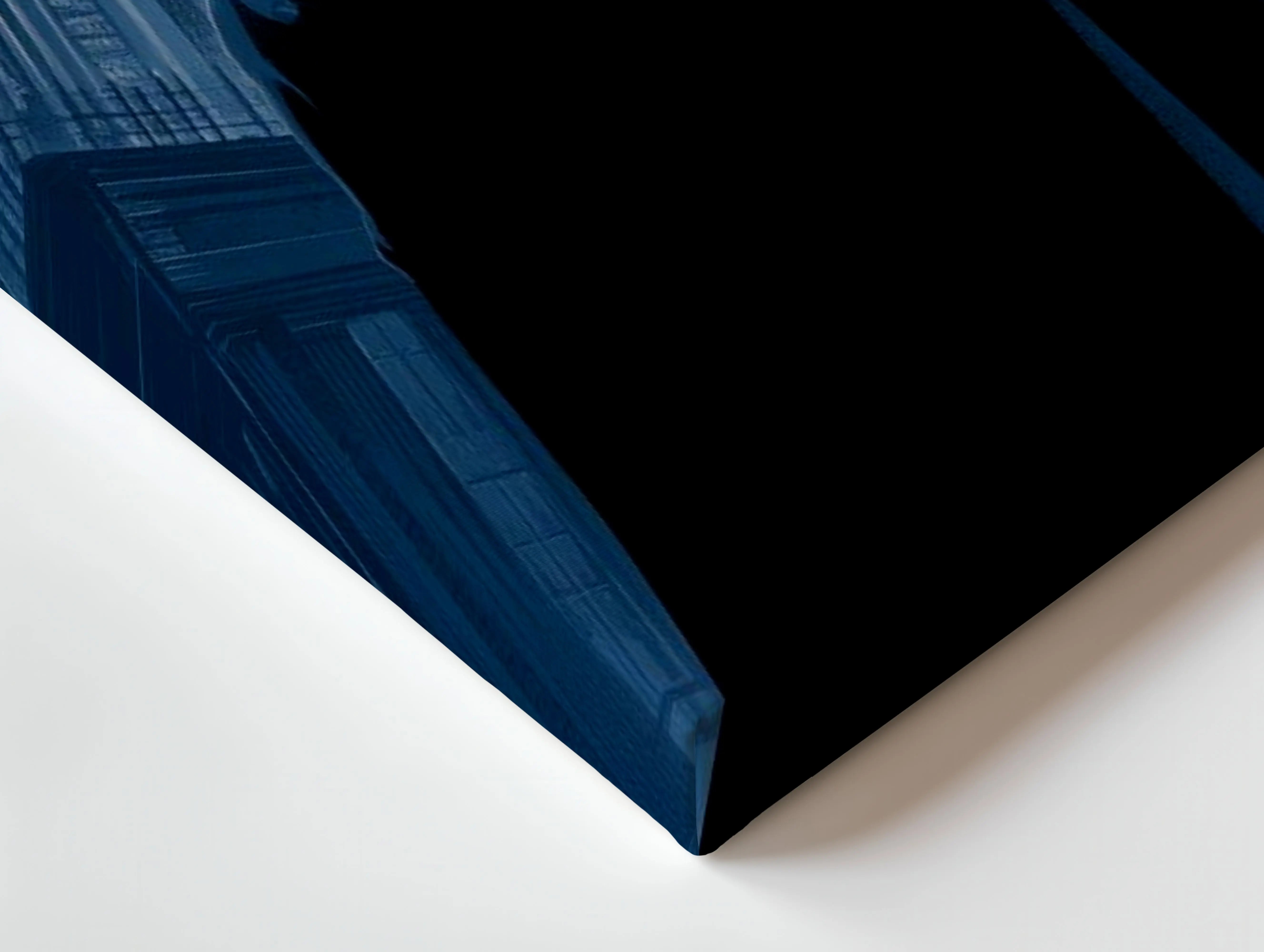 Midnight Guardian Blue – Dark Urban Silhouette Art | 4K Ultra Wrap Frame Wall Art in Pakistan | IBRELIA™ IBRELIA