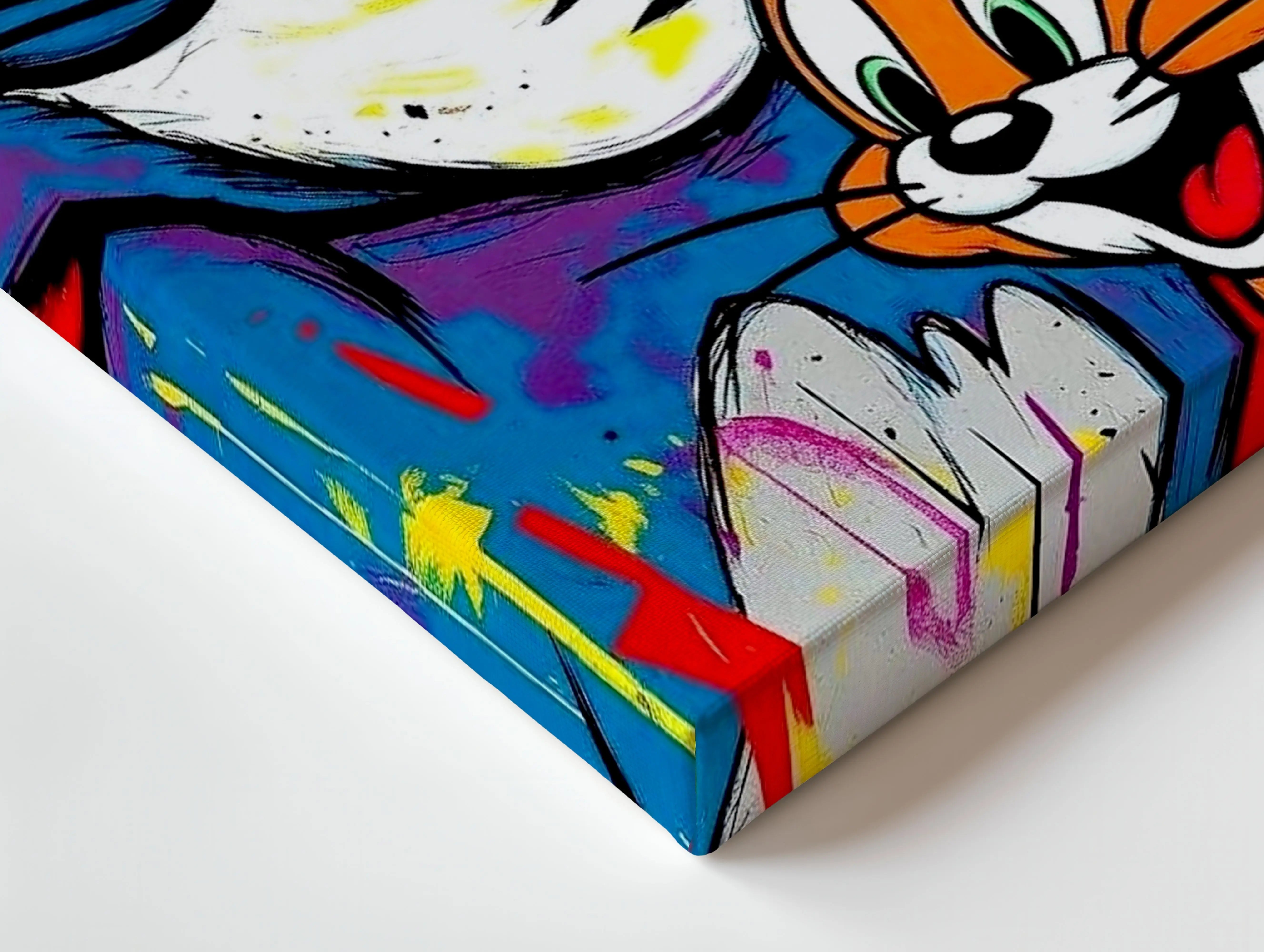 Tom & Jerry Pop Art Wall Art – Colorful Cartoon Canvas Frame | Street Style Cartoon Poster Pakistan | IBRELIA™ IBRELIA