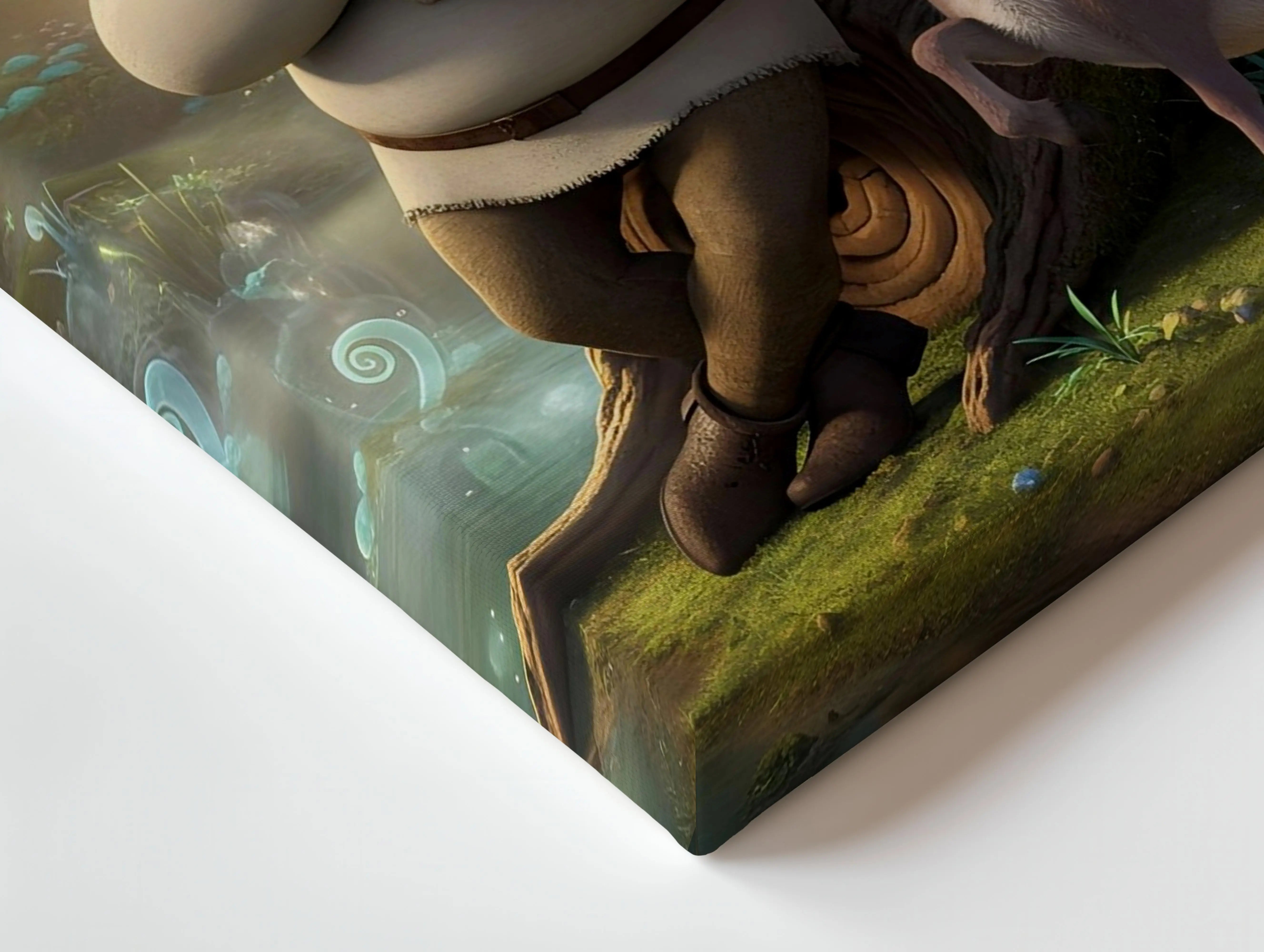 Ogre & Donkey Friendship Wall Art – Fantasy Humor Canvas Frame | Animated Duo Scene Decor Pakistan | IBRELIA™ IBRELIA