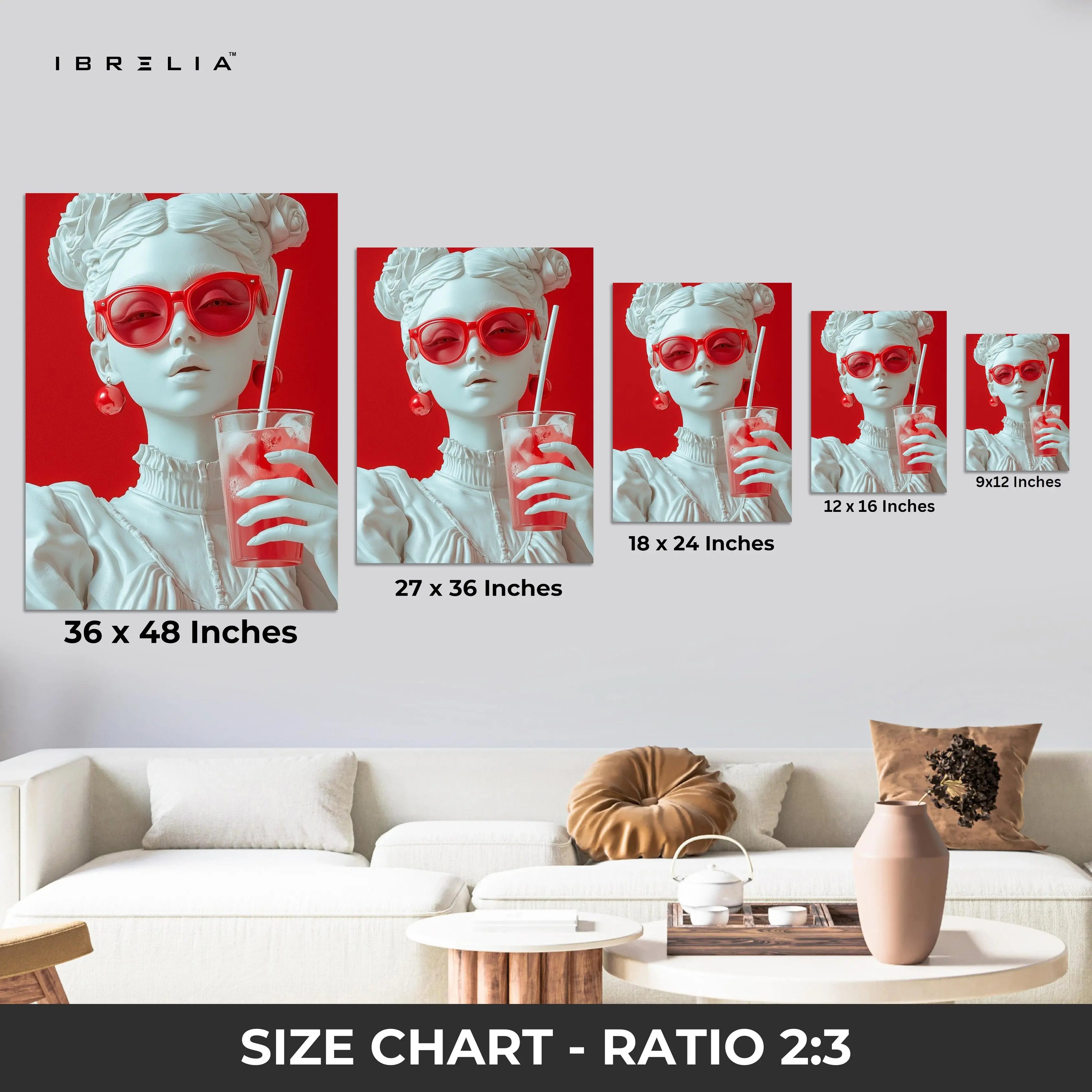 Red Pop Elegance Portrait Art – 4K Ultra Wrap Frame Wall Art in Pakistan | IBRELIA™ IBRELIA