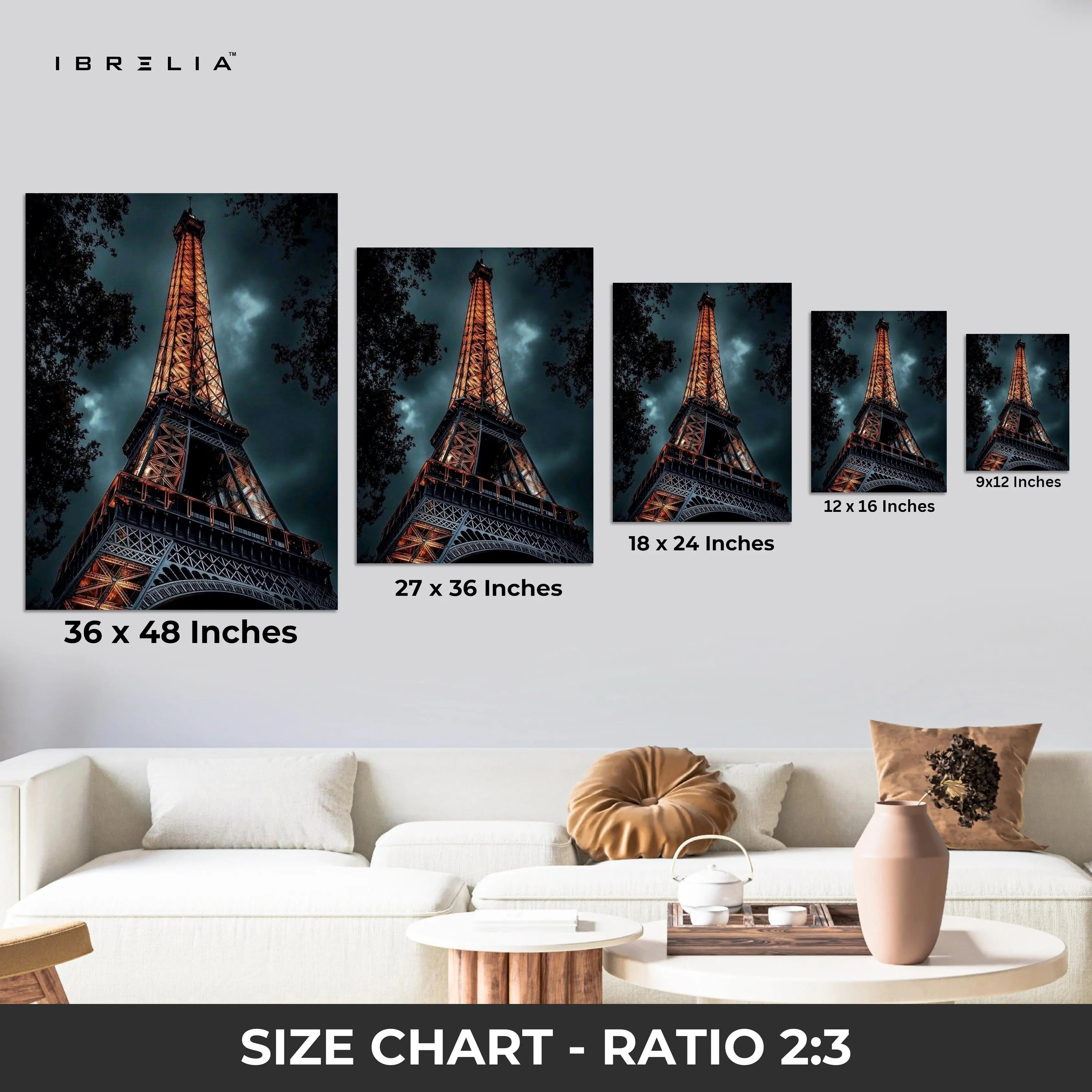 Eiffel Tower Noir Art – Dark Cinematic Paris Cityscape Wall Art | 4K Ultra Wrap Frame Wall Art in Pakistan | IBRELIA™ IBRELIA