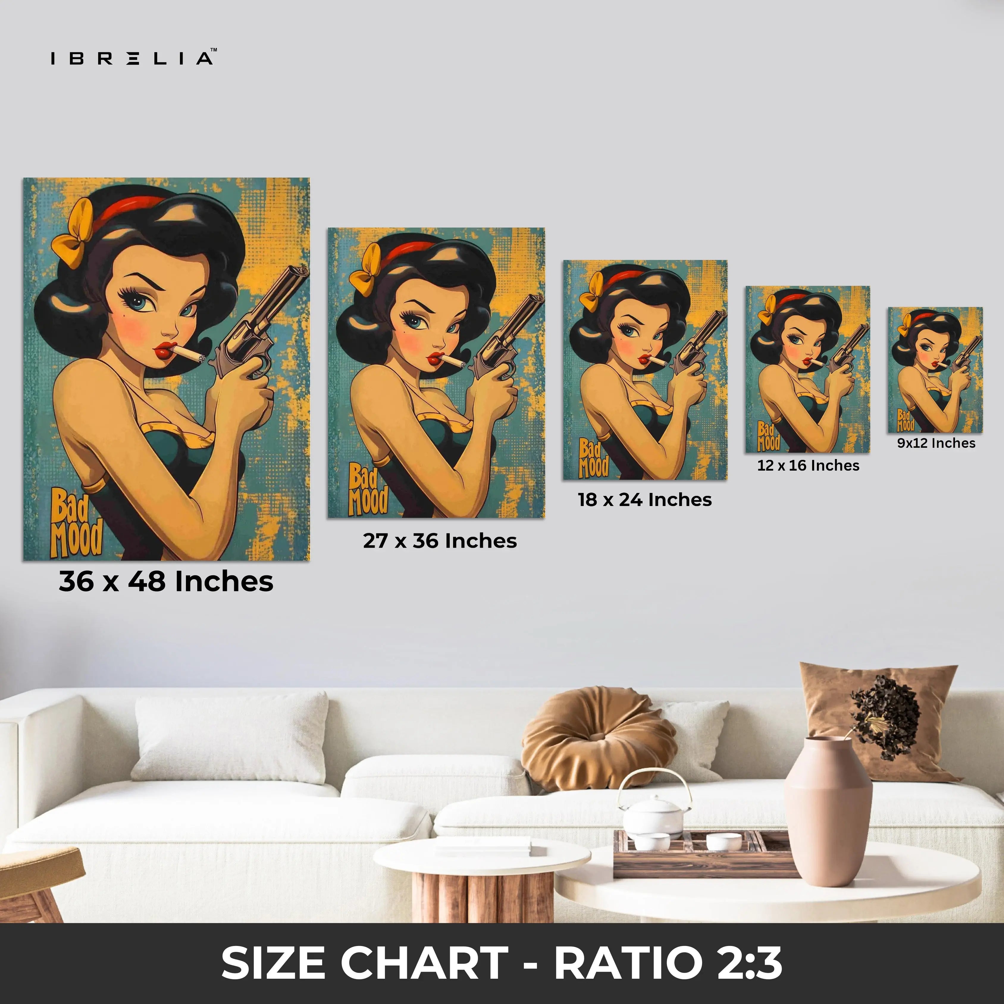 Bad Mood Pin-Up Noir – Vintage Femme Fatale Pop Art | 4K Ultra Wrap Frame Wall Art in Pakistan | IBRELIA™ IBRELIA