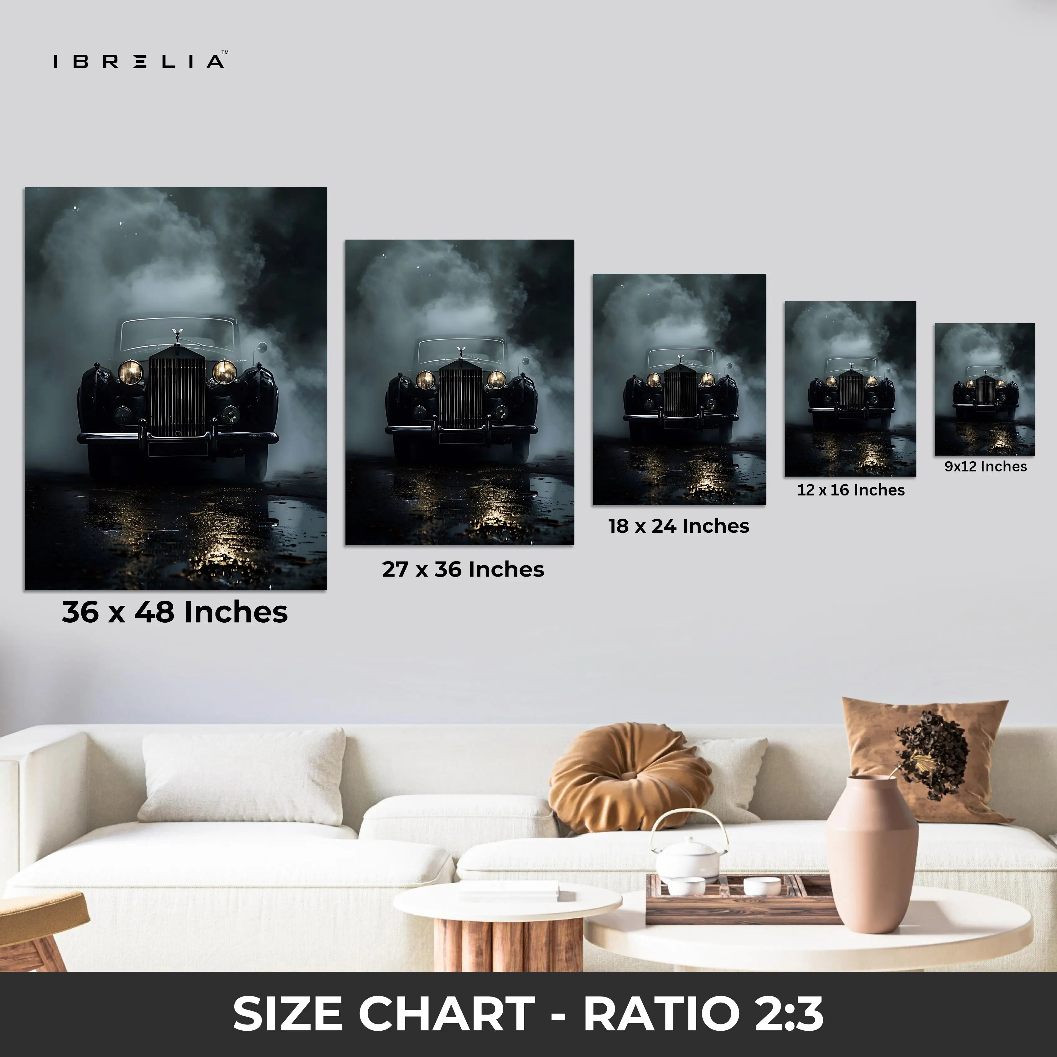 Vintage Noir Elegance – Classic Luxury Car Cinematic Art | 4K Ultra Wrap Frame Wall Art in Pakistan | IBRELIA™ IBRELIA