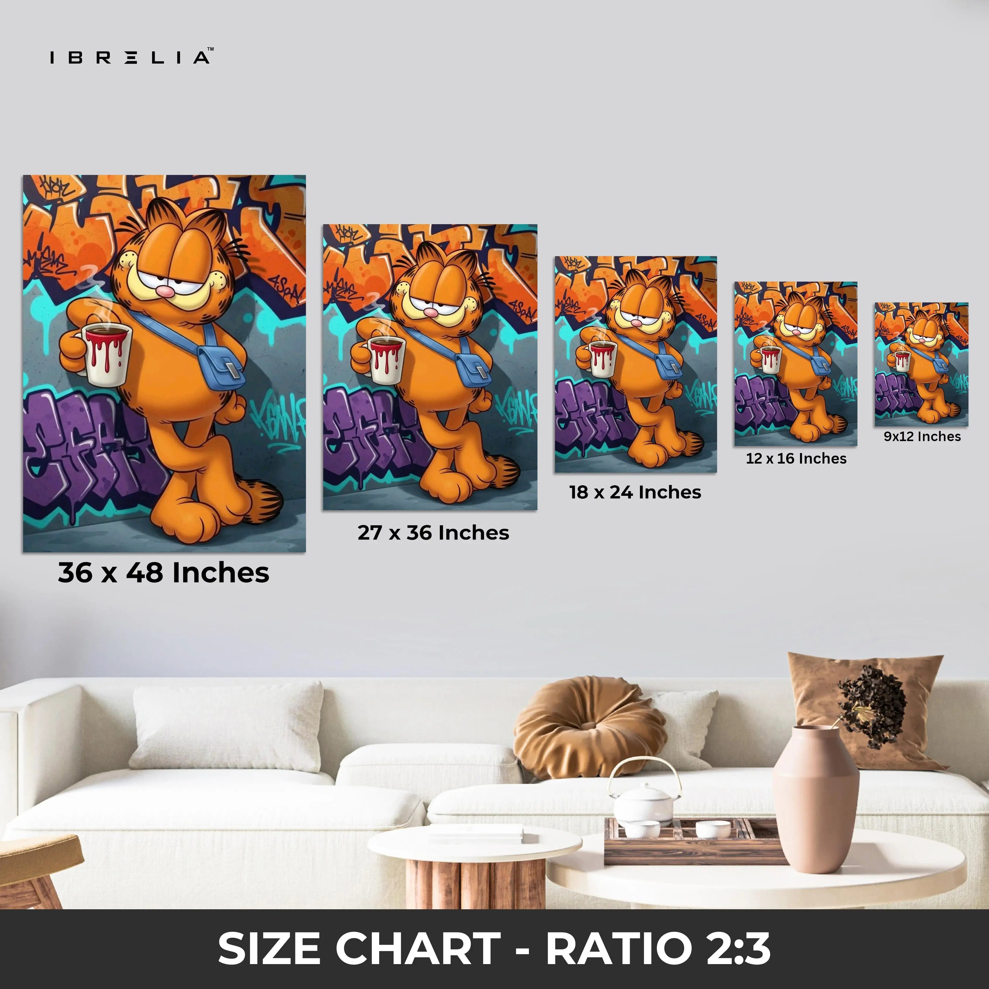 Urban Garfield Graffiti Art – 4K Ultra Wrap Frame Wall Art in Pakistan | IBRELIA™ IBRELIA