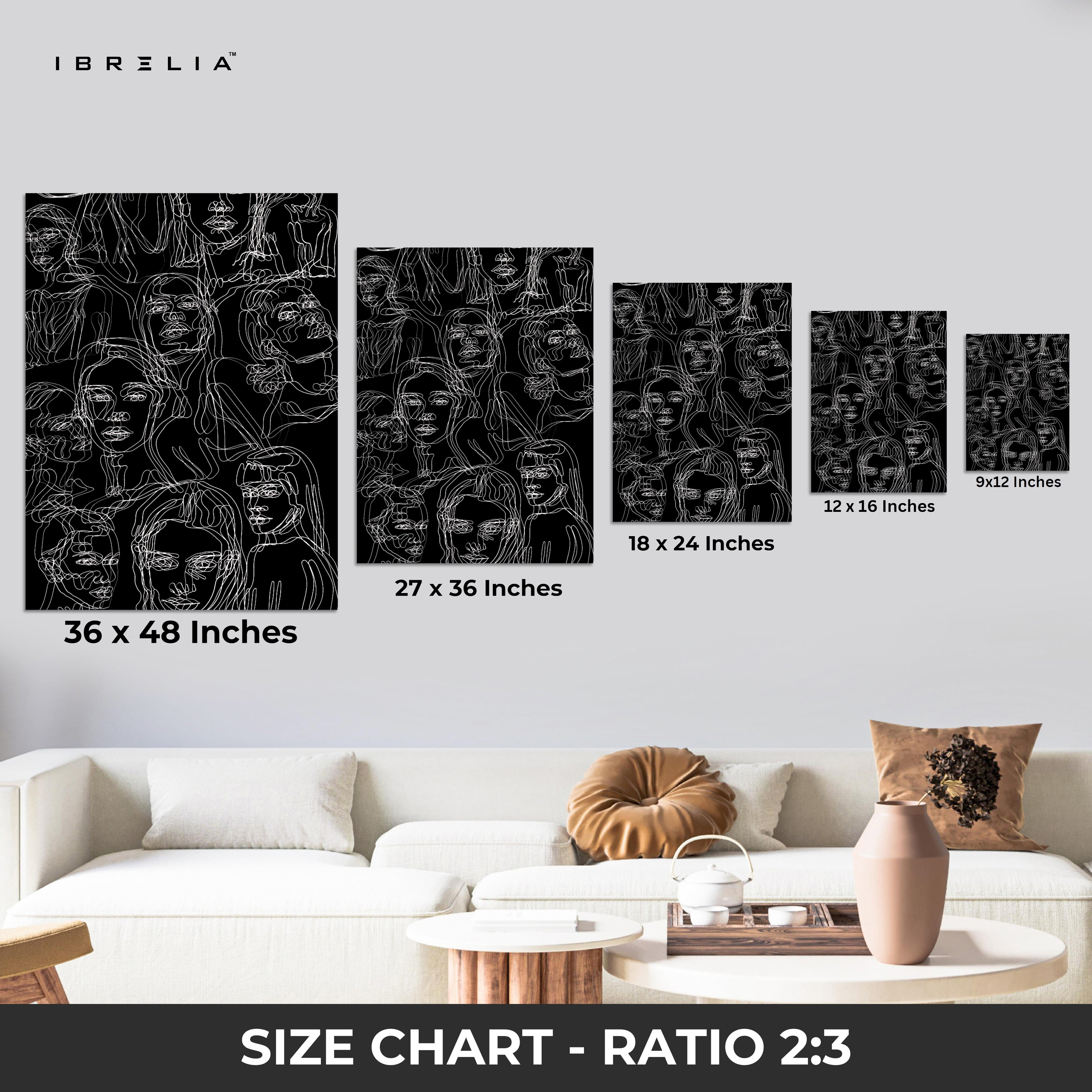 Echoes of Identity – Abstract Line Faces Noir Art | 4K Ultra Wrap Frame Wall Art in Pakistan | IBRELIA™ IBRELIA