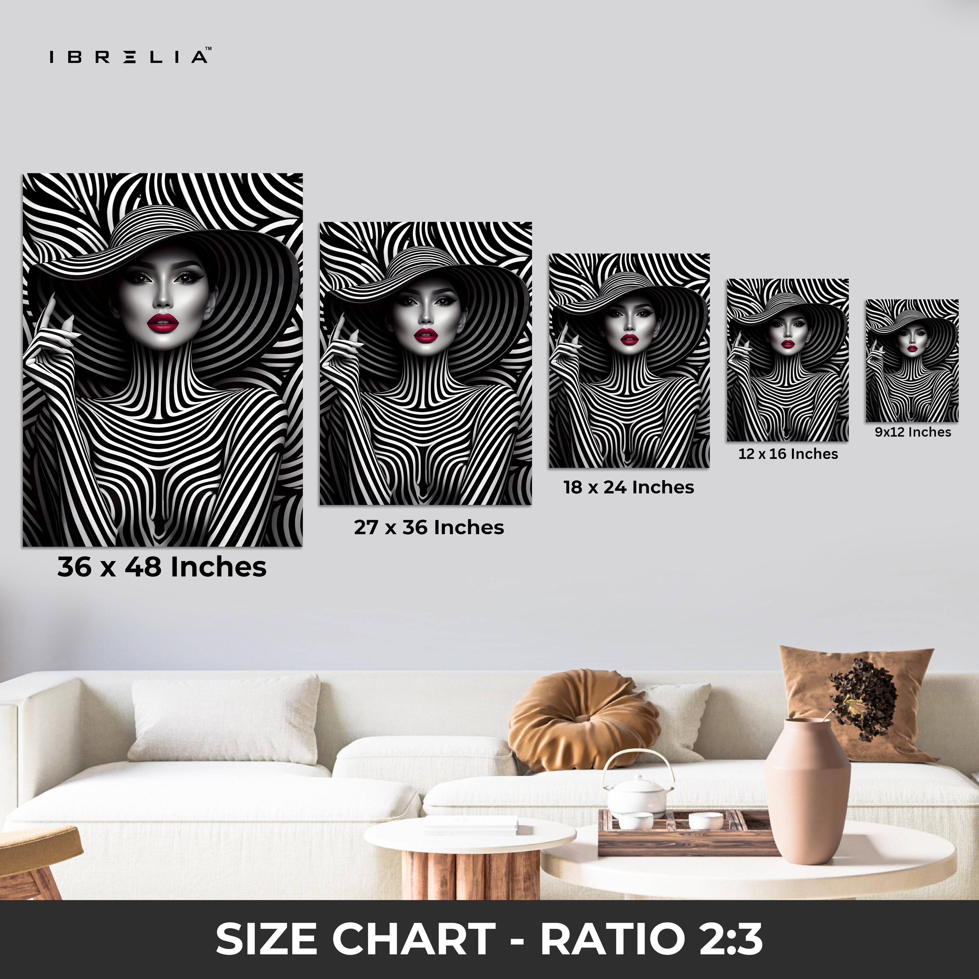 Monochrome Vogue Muse – Black & White Fashion Portrait Art | 4K Ultra Wrap Frame Wall Art in Pakistan | IBRELIA™