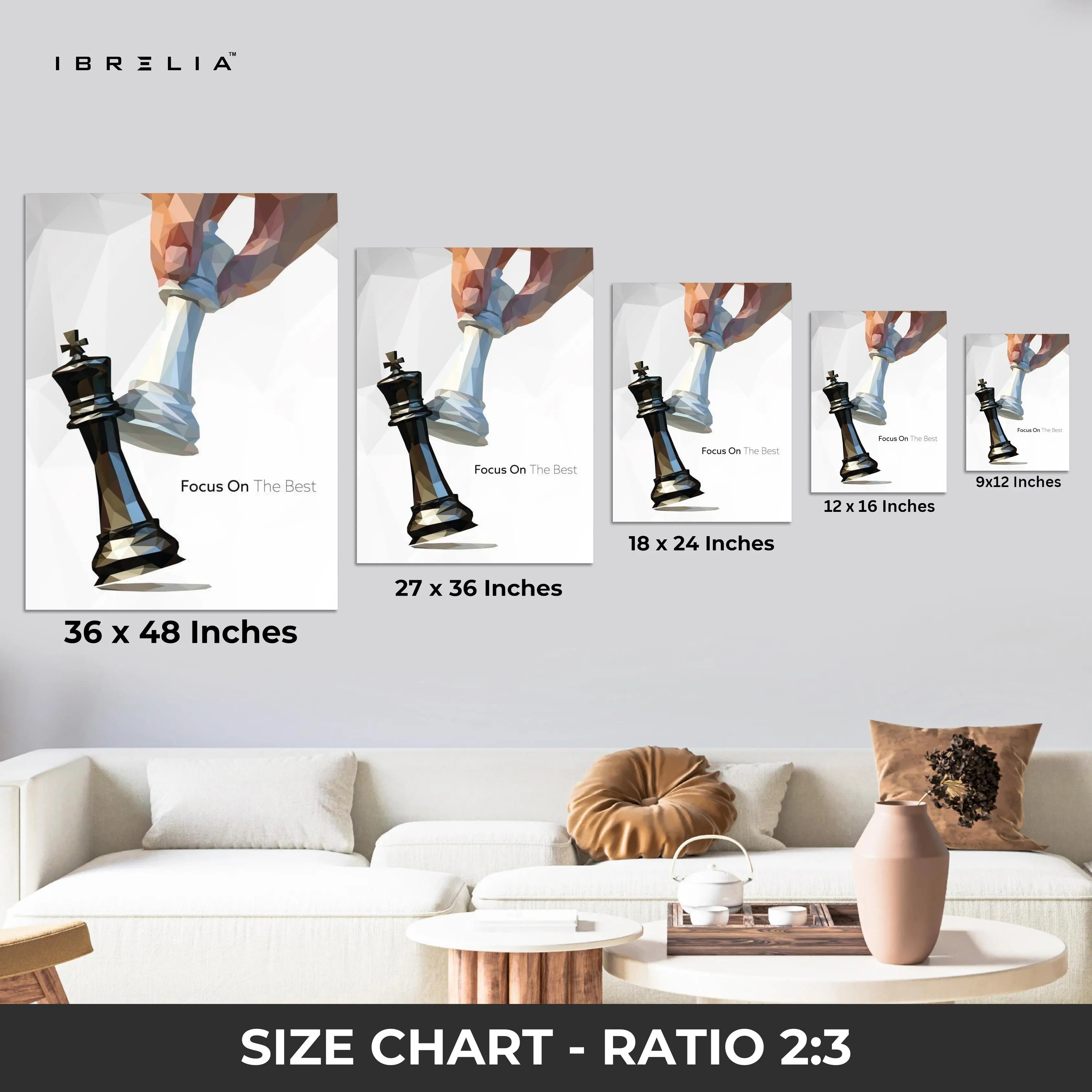 Focus on the Best – Strategic Chess Motivation Art | 4K Ultra Wrap Frame Wall Art in Pakistan | IBRELIA™ IBRELIA