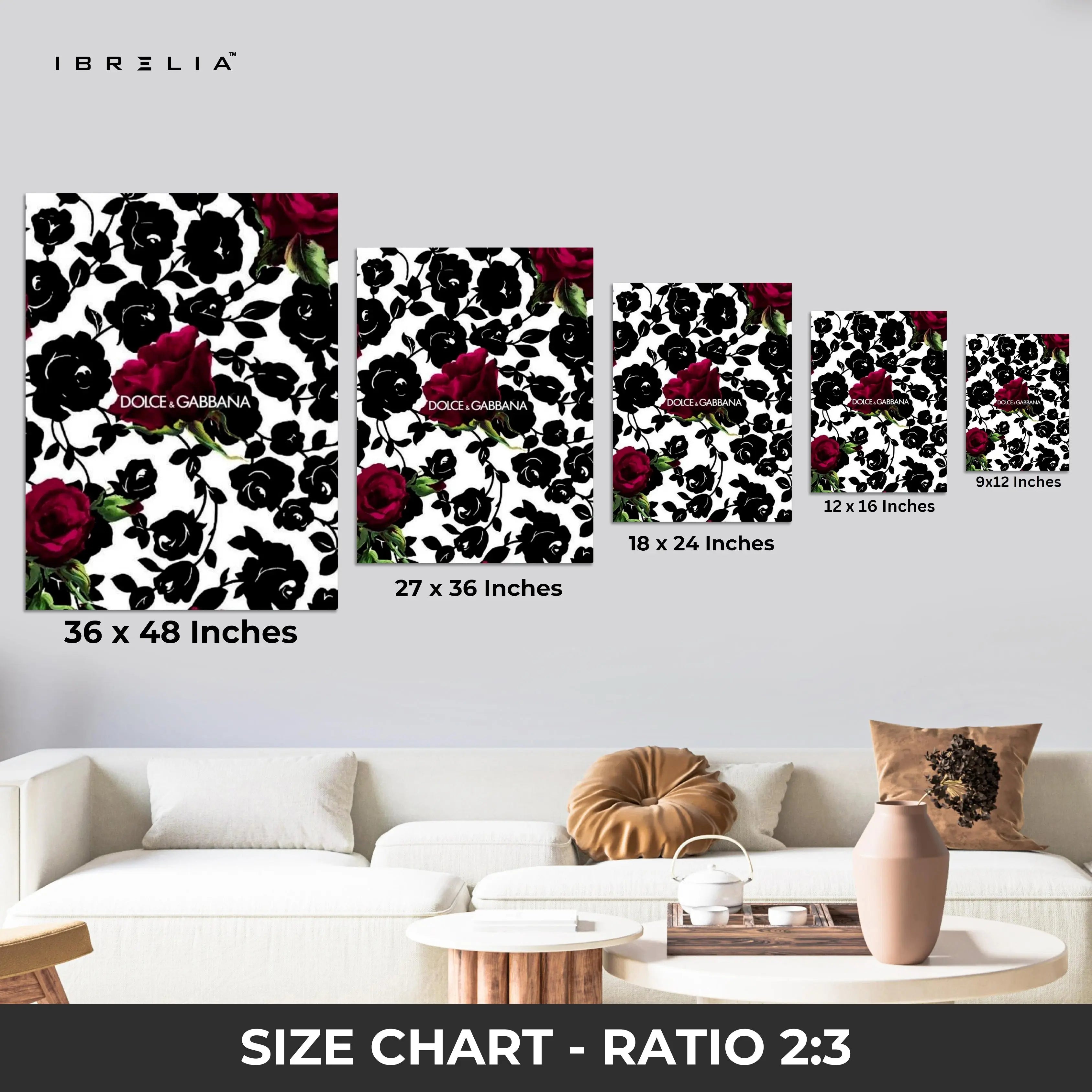 Luxury Rose Noir Pattern Art – Designer-Inspired Floral Wall Art | 4K Ultra Wrap Frame Wall Art in Pakistan | IBRELIA™ IBRELIA