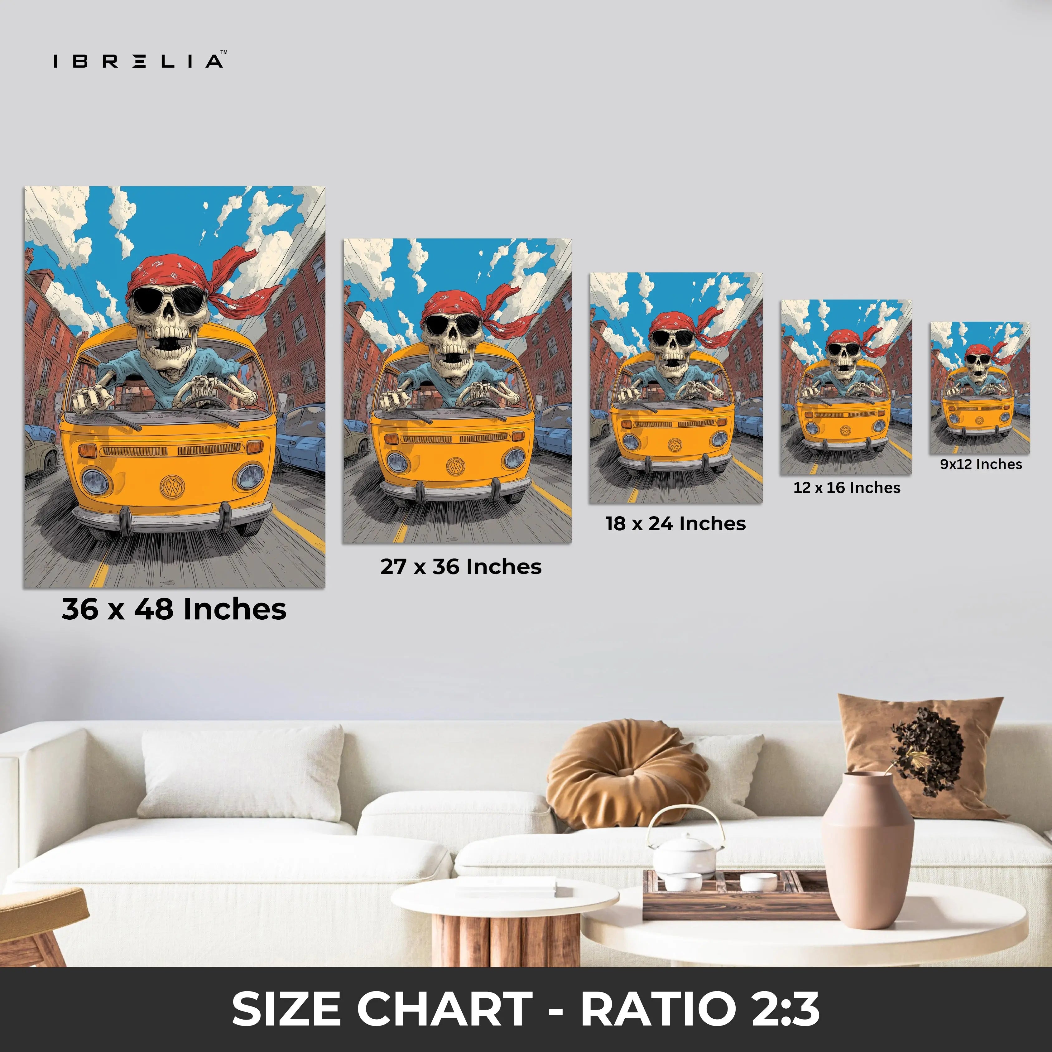 Skeleton Driver Van Art – 4K Ultra Wrap Frame Wall Art in Pakistan | IBRELIA™ IBRELIA