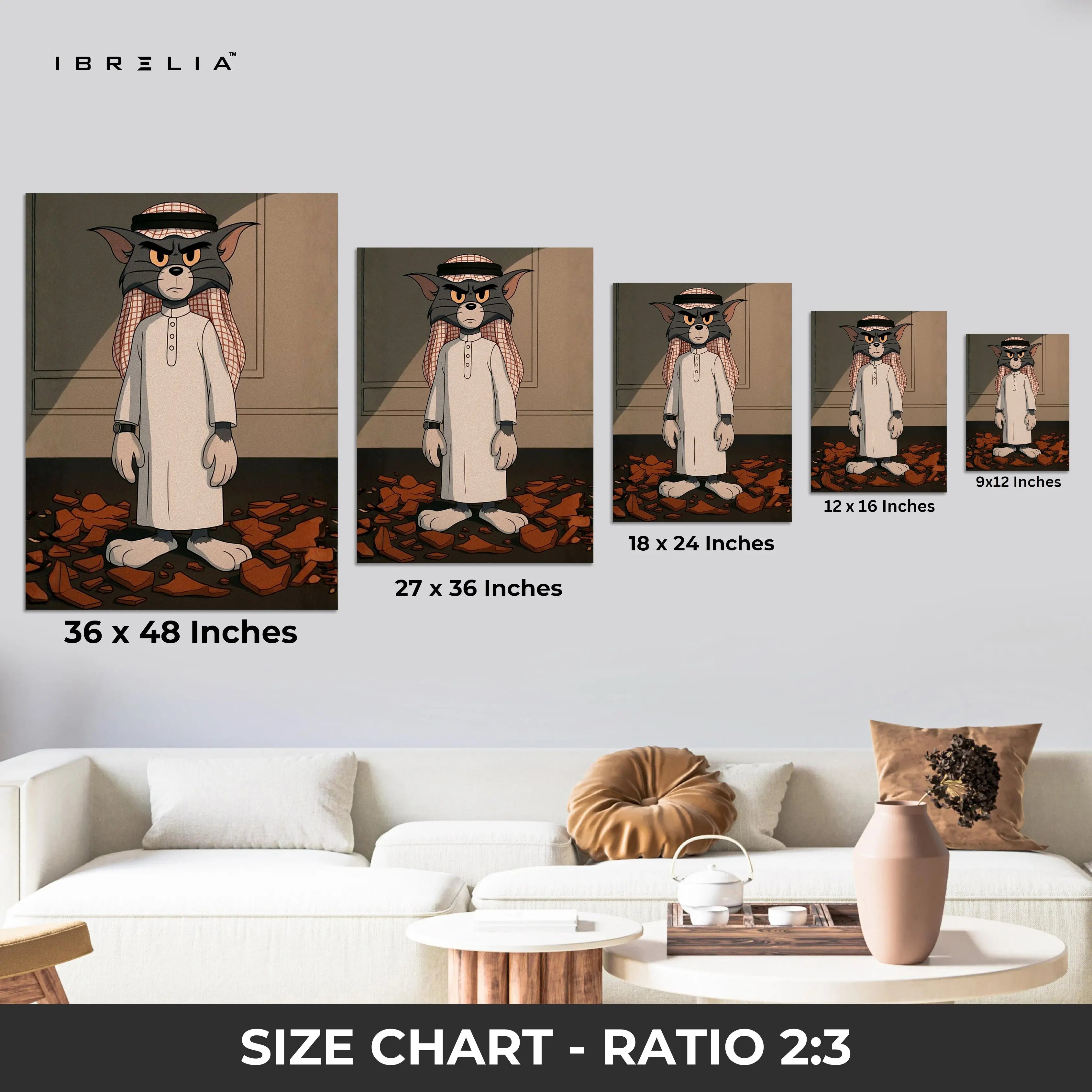 Desert Resolve Tom – Cultural Cartoon Character Art | 4K Ultra Wrap Frame Wall Art in Pakistan | IBRELIA™ IBRELIA