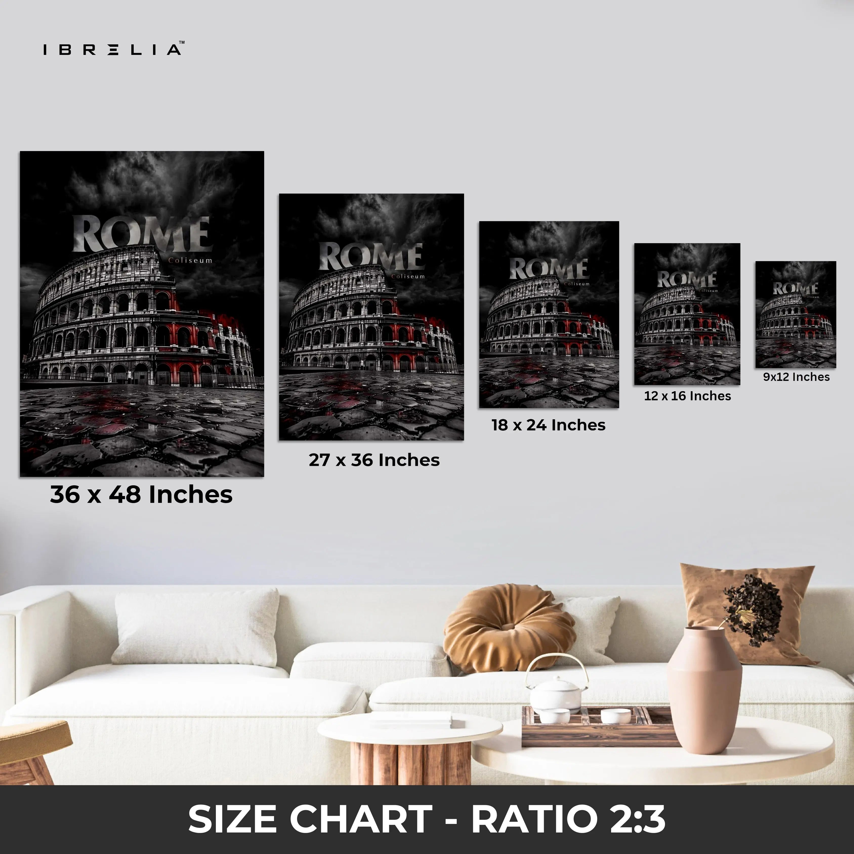 Rome Colosseum Noir Art – Dark Cinematic Cityscape Wall Art | 4K Ultra Wrap Frame Wall Art in Pakistan | IBRELIA™ IBRELIA