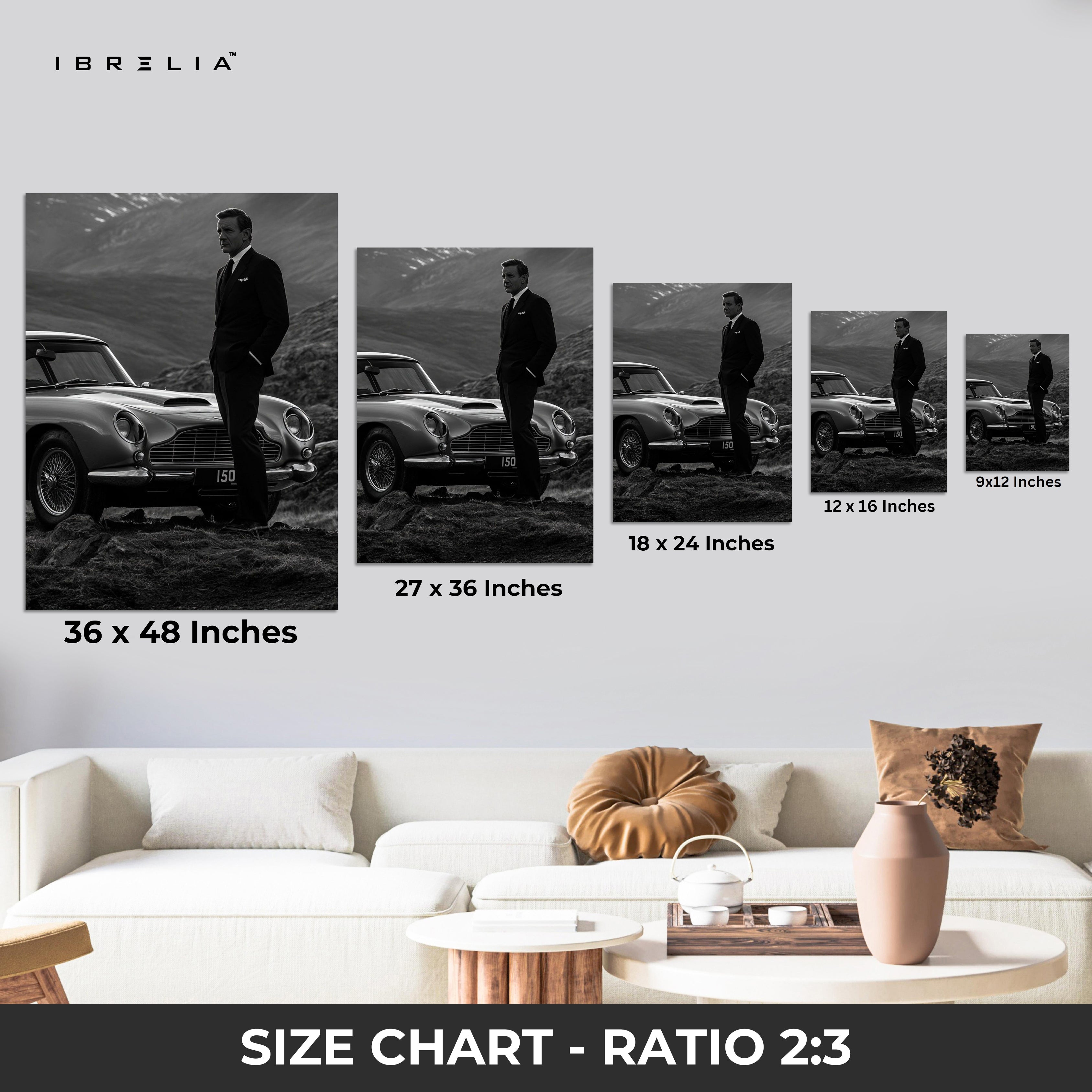 Classic Gentleman Noir with Vintage Sports Car – 4K Ultra Wrap Frame Wall Art in Pakistan | IBRELIA™