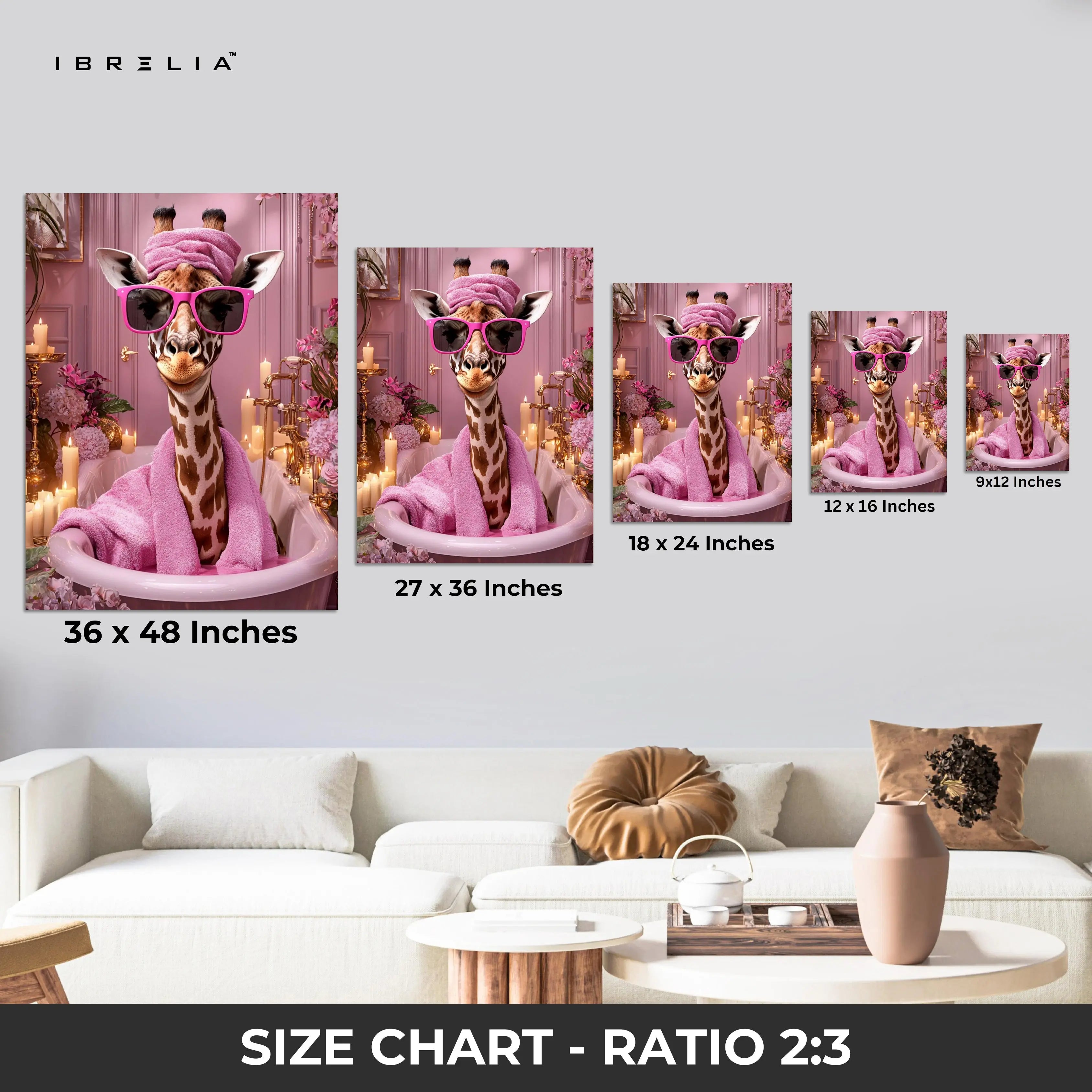 Self-Care Giraffe Art – 4K Ultra Wrap Frame Wall Art in Pakistan | IBRELIA™ IBRELIA