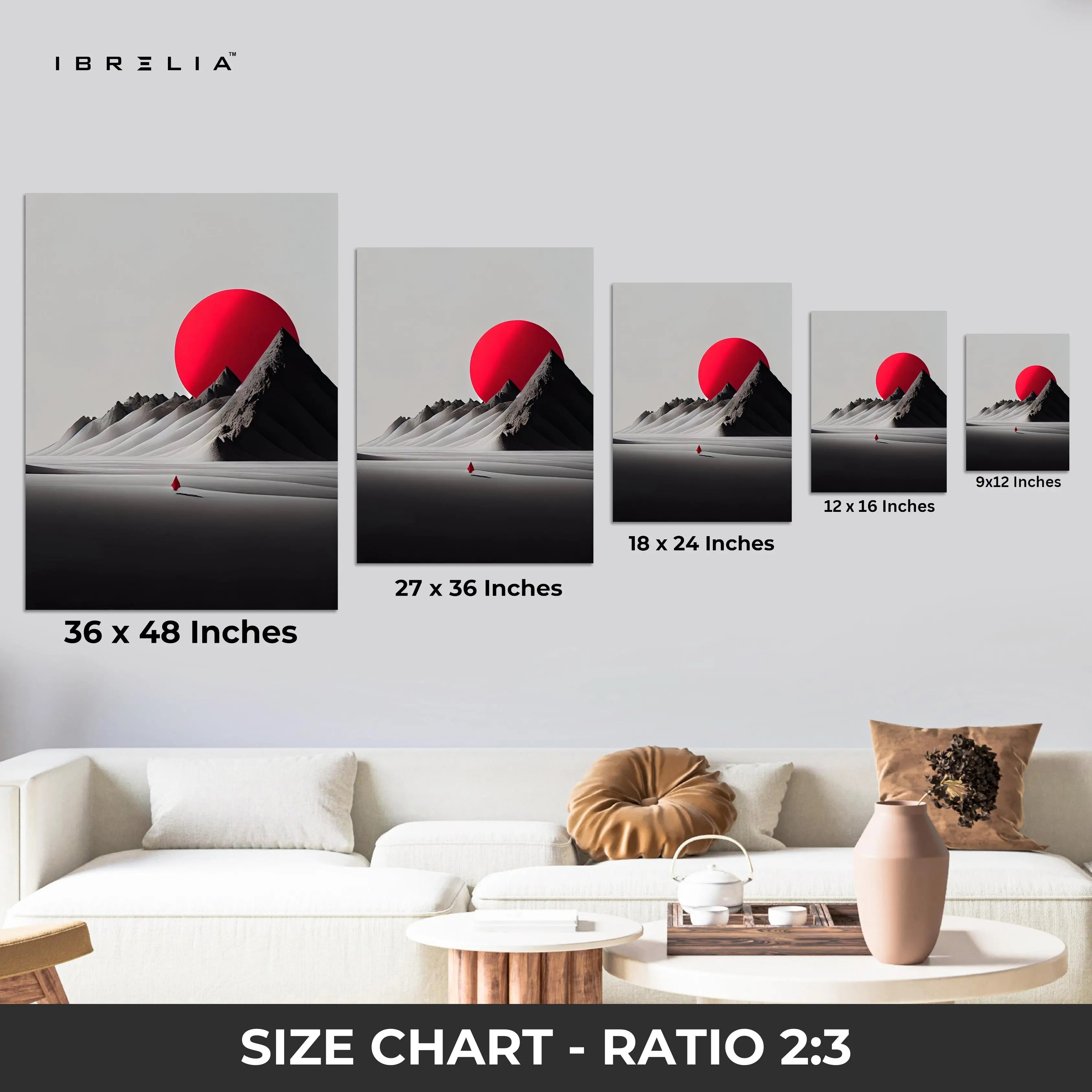 Crimson Horizon Solitude – Minimal Desert Sun Art | 4K Ultra Wrap Frame Wall Art in Pakistan | IBRELIA™ IBRELIA