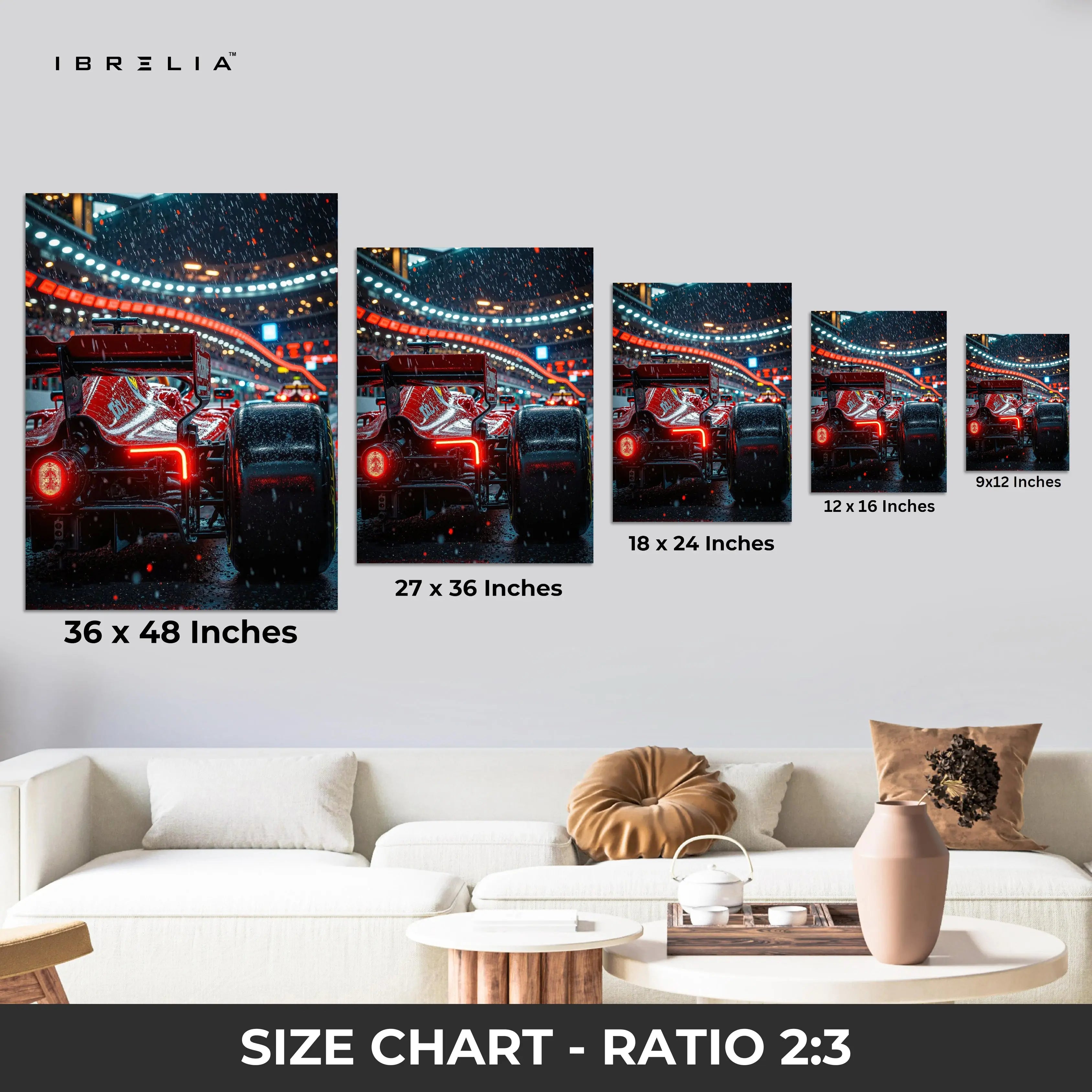 Formula 1 Night Race Rear View Art – 4K Ultra Wrap Frame Wall Art in Pakistan | IBRELIA™ IBRELIA