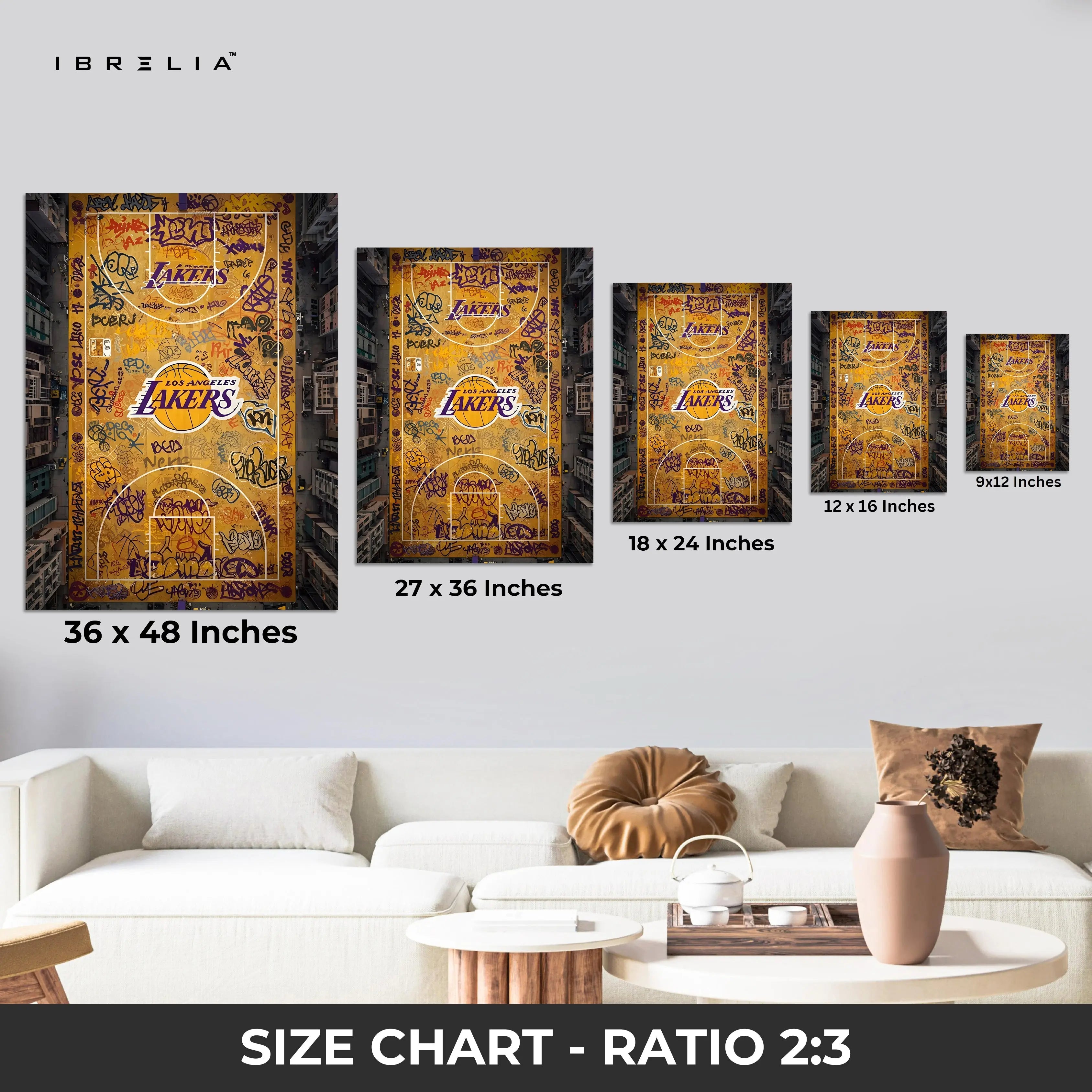 Los Angeles Lakers Graffiti Court Art – 4K Ultra Wrap Frame Wall Art in Pakistan | IBRELIA™ IBRELIA