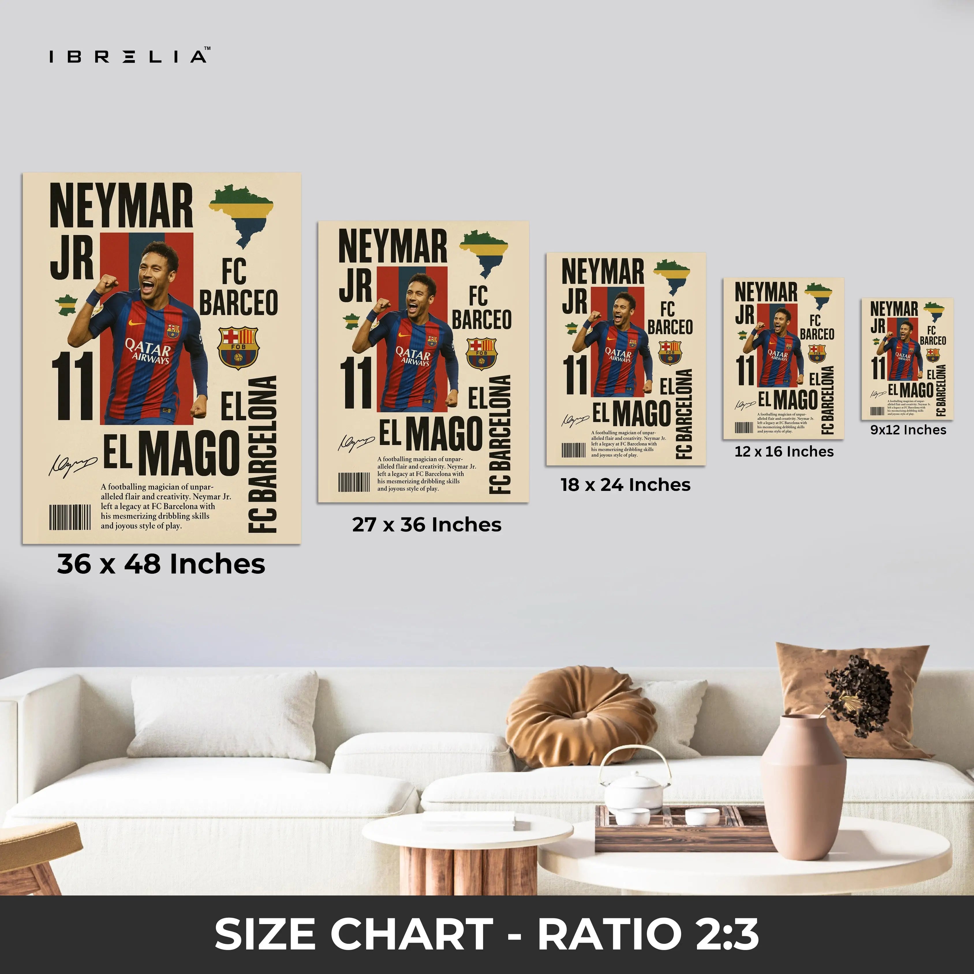 Neymar Jr “El Mago” FC Barcelona Poster Art – 4K Ultra Wrap Frame Wall Art in Pakistan | IBRELIA™ IBRELIA