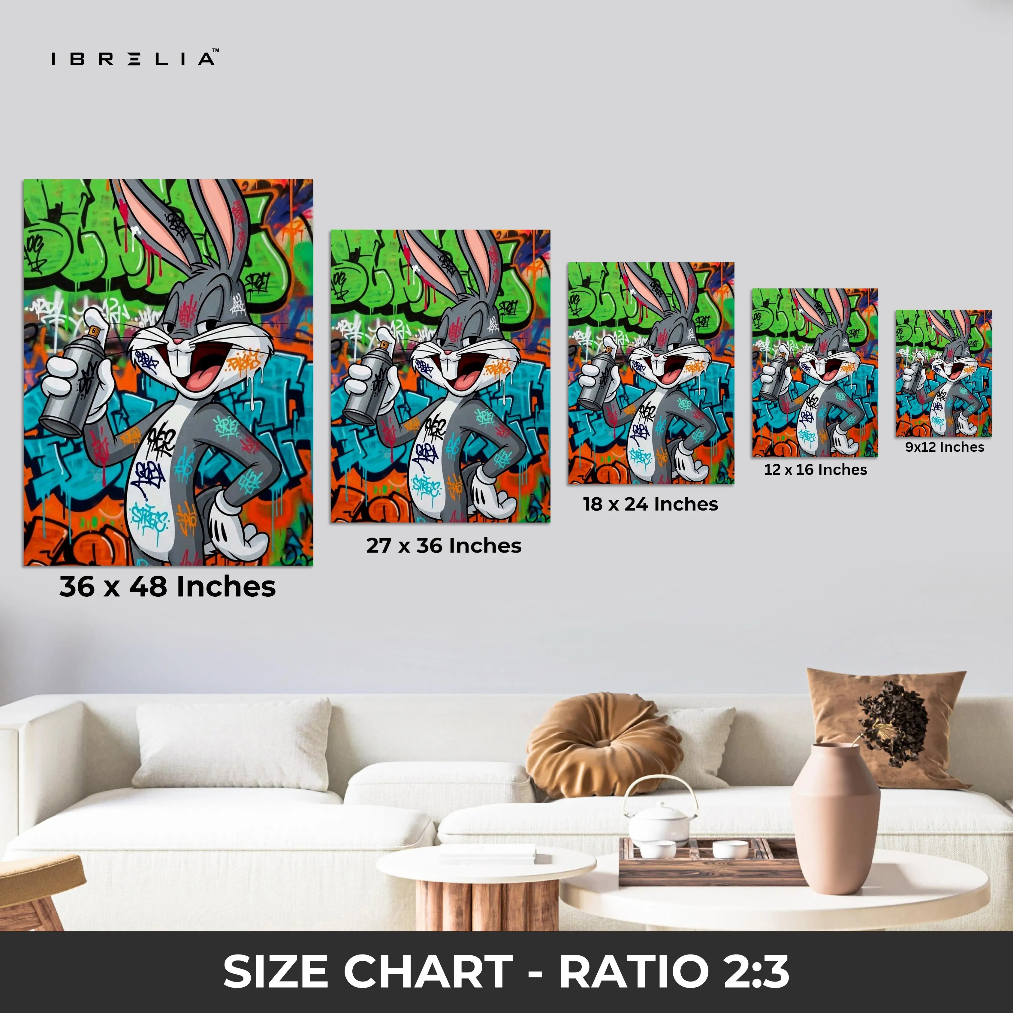 Bugs Bunny Graffiti Street Art – 4K Ultra Wrap Frame Wall Art in Pakistan | IBRELIA™ IBRELIA