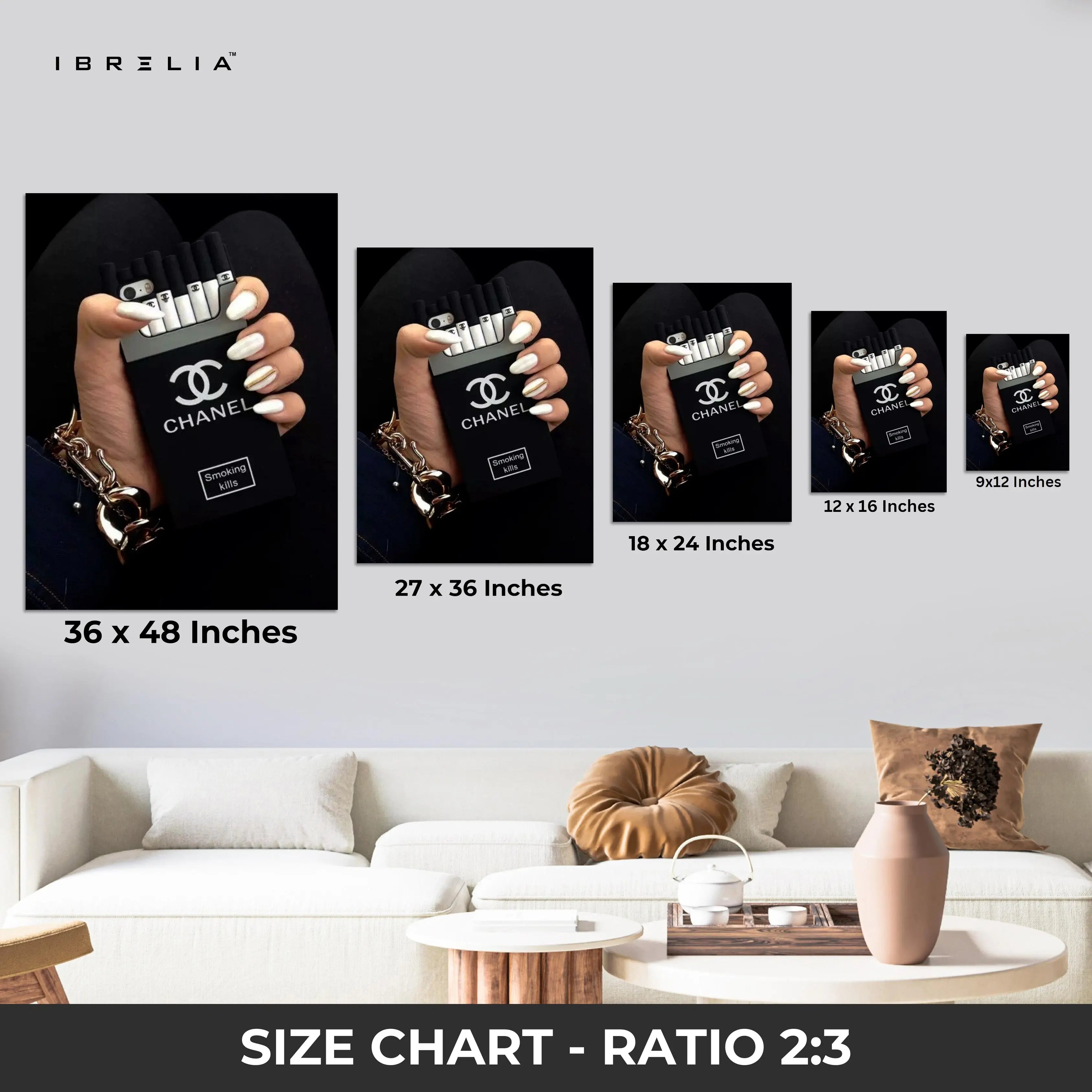 Chanel Noir Cigarette Box Glam Art – 4K Ultra Wrap Frame Wall Art in Pakistan | IBRELIA™ IBRELIA
