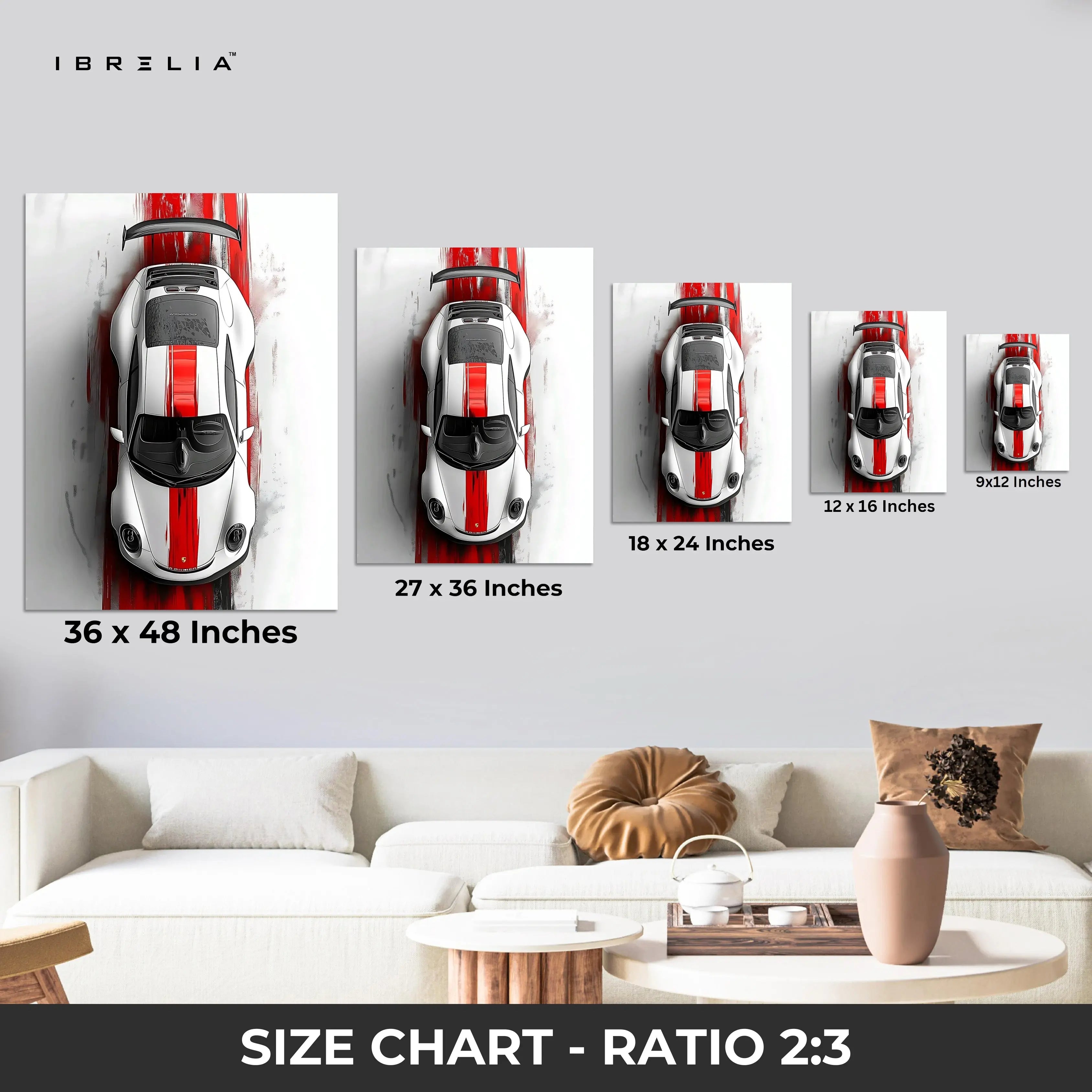 Precision Velocity – Top View Supercar Racing Art | 4K Ultra Wrap Frame Wall Art in Pakistan | IBRELIA™ IBRELIA