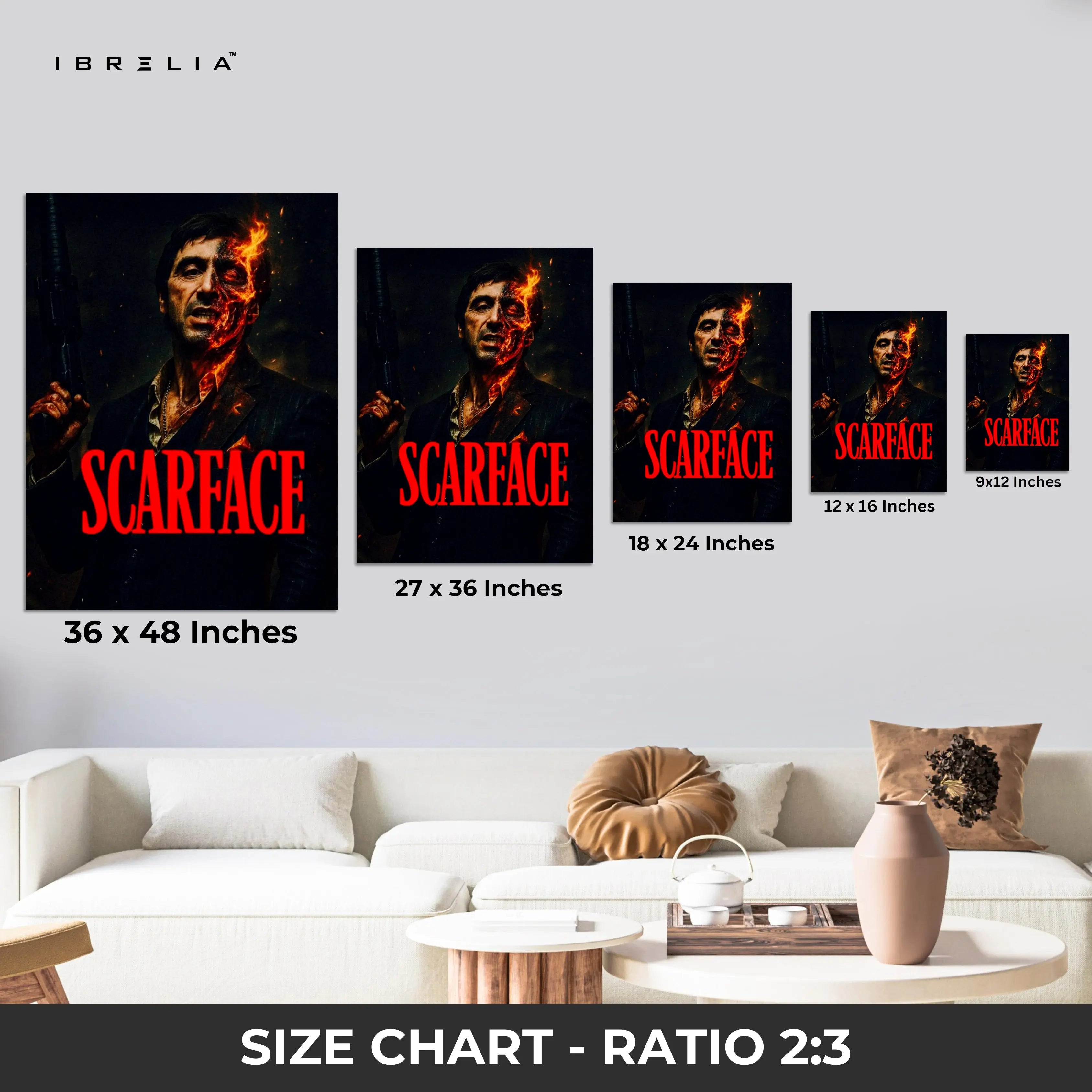 Scarface Inferno Portrait – Cinematic Crime Art 4K Ultra Wrap Frame Wall Art in Pakistan | IBRELIA™ IBRELIA