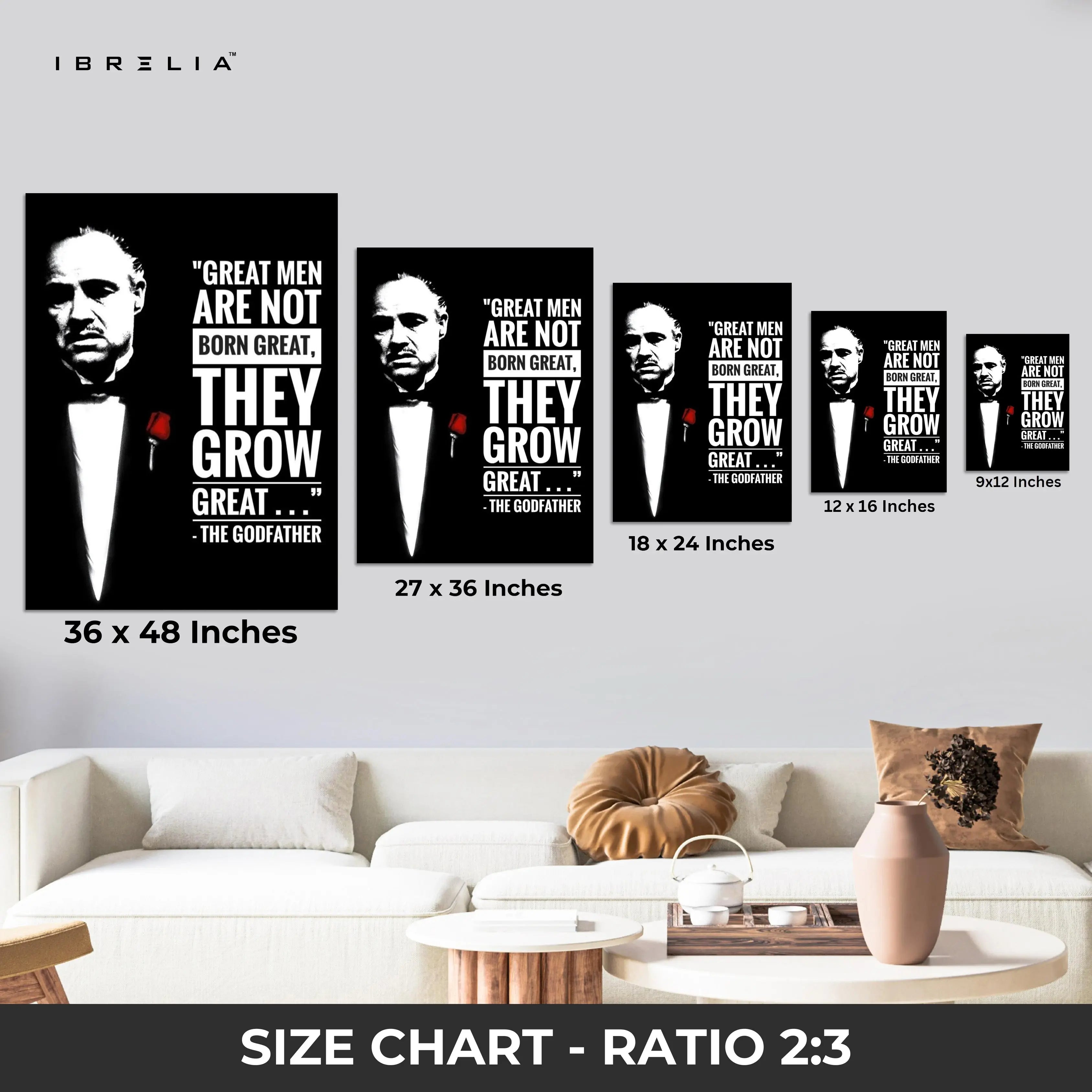 Great Men Grow Great – The Godfather Quote Art | 4K Ultra Wrap Frame Wall Art in Pakistan | IBRELIA™ IBRELIA