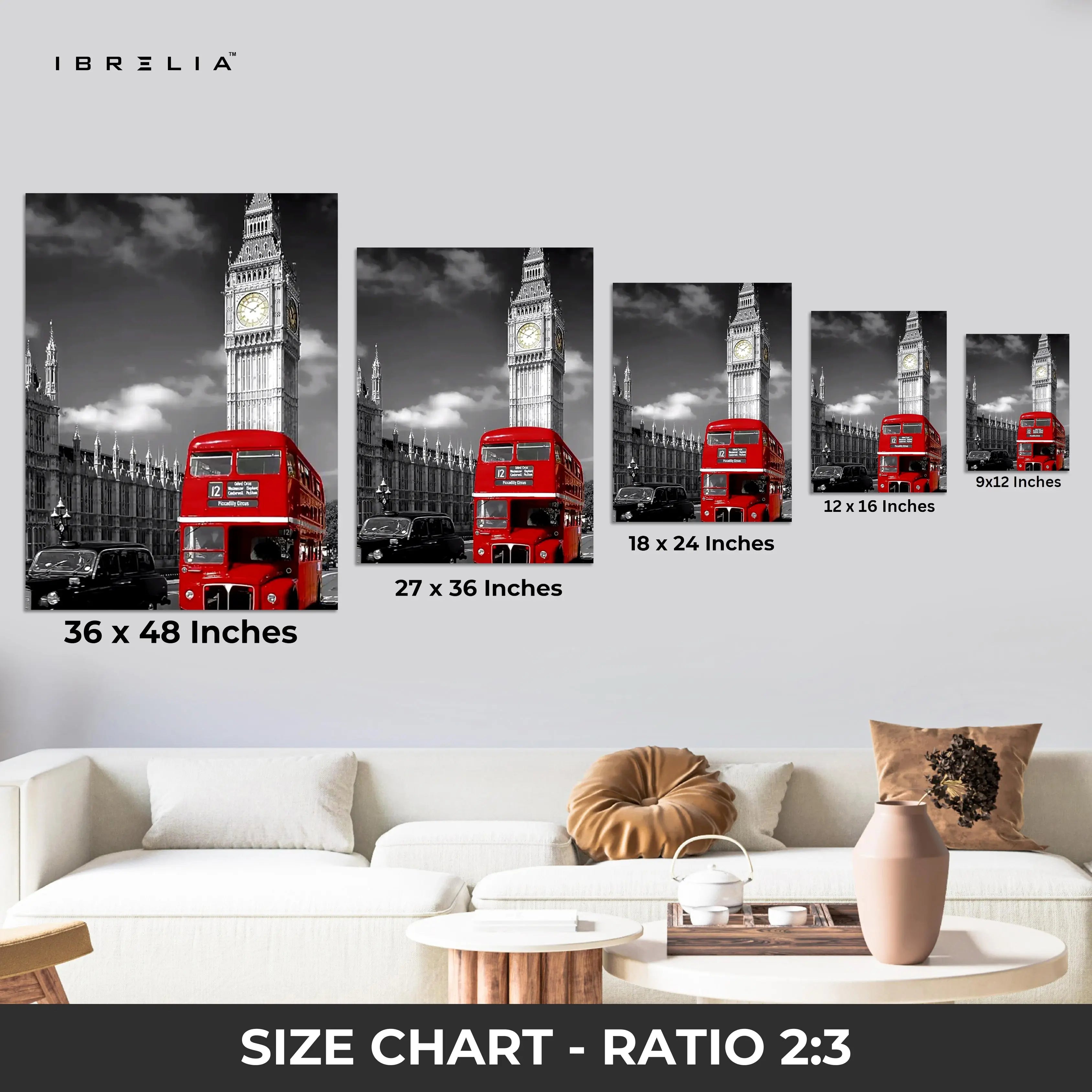 London Red Bus Big Ben Art – 4K Ultra Wrap Frame Wall Art in Pakistan | IBRELIA™ IBRELIA