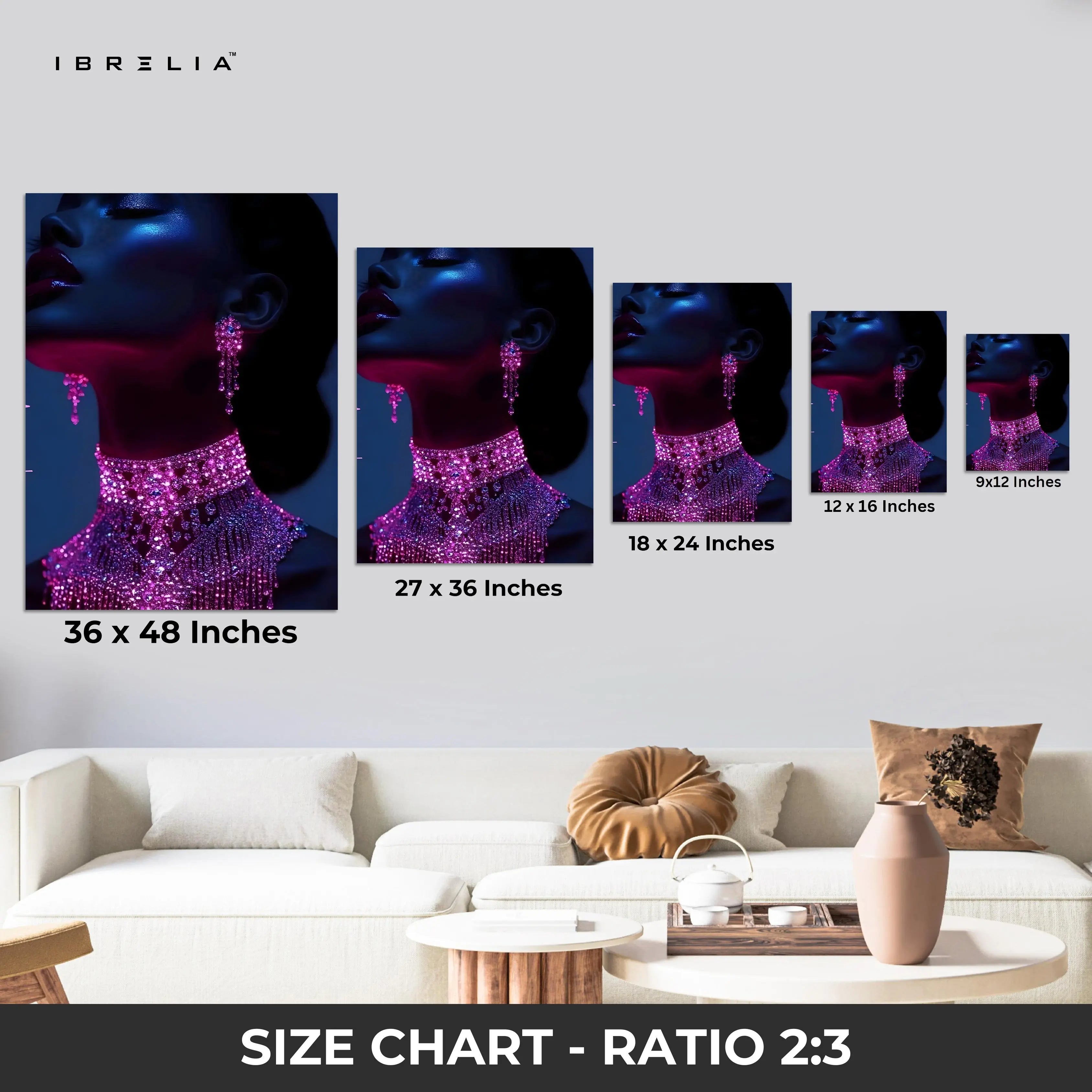 Midnight Amethyst Muse – Luxury Feminine Portrait Art | 4K Ultra Wrap Frame Wall Art in Pakistan | IBRELIA™ IBRELIA