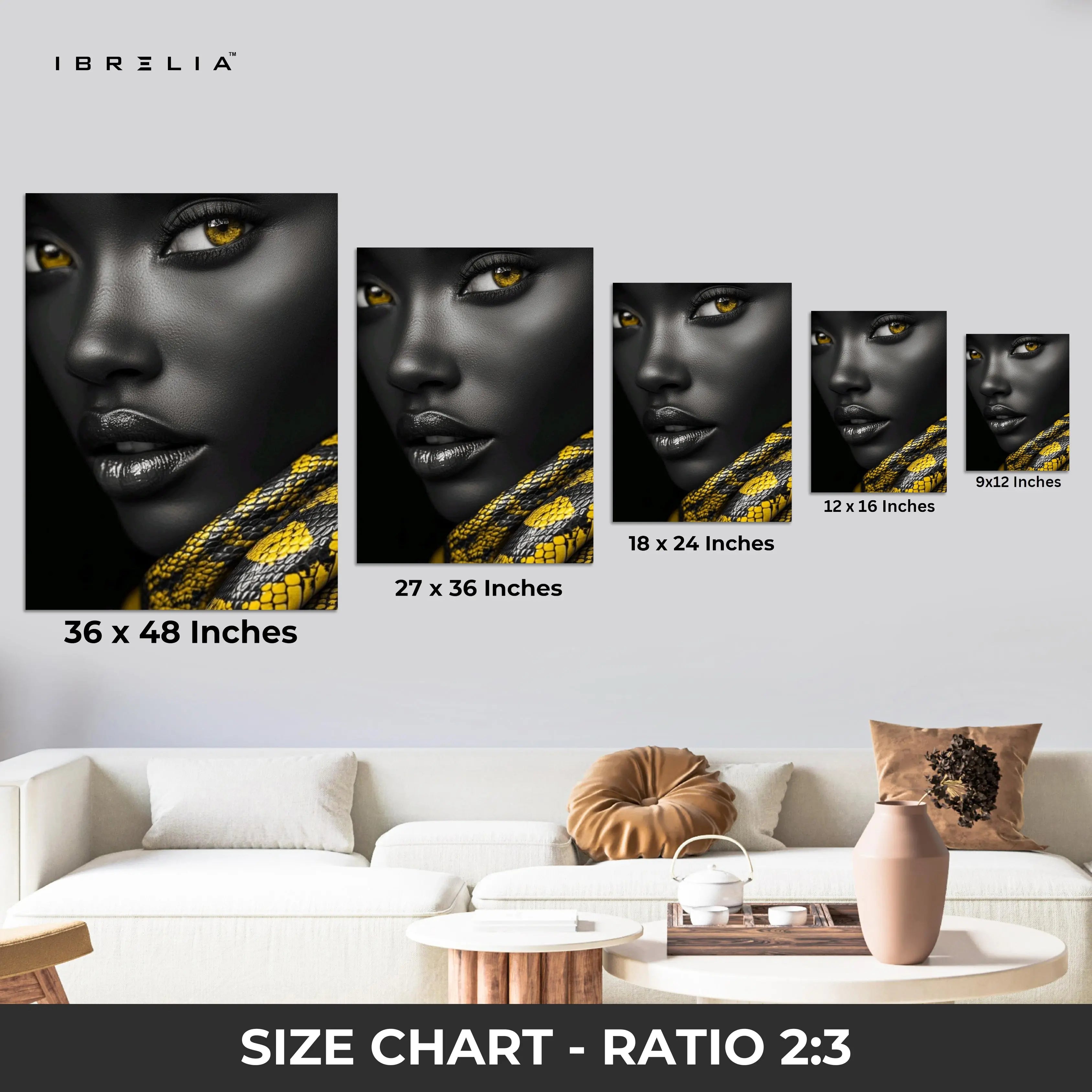 Golden Serpent Gaze Portrait – 4K Ultra Wrap Frame Wall Art in Pakistan | IBRELIA™ IBRELIA